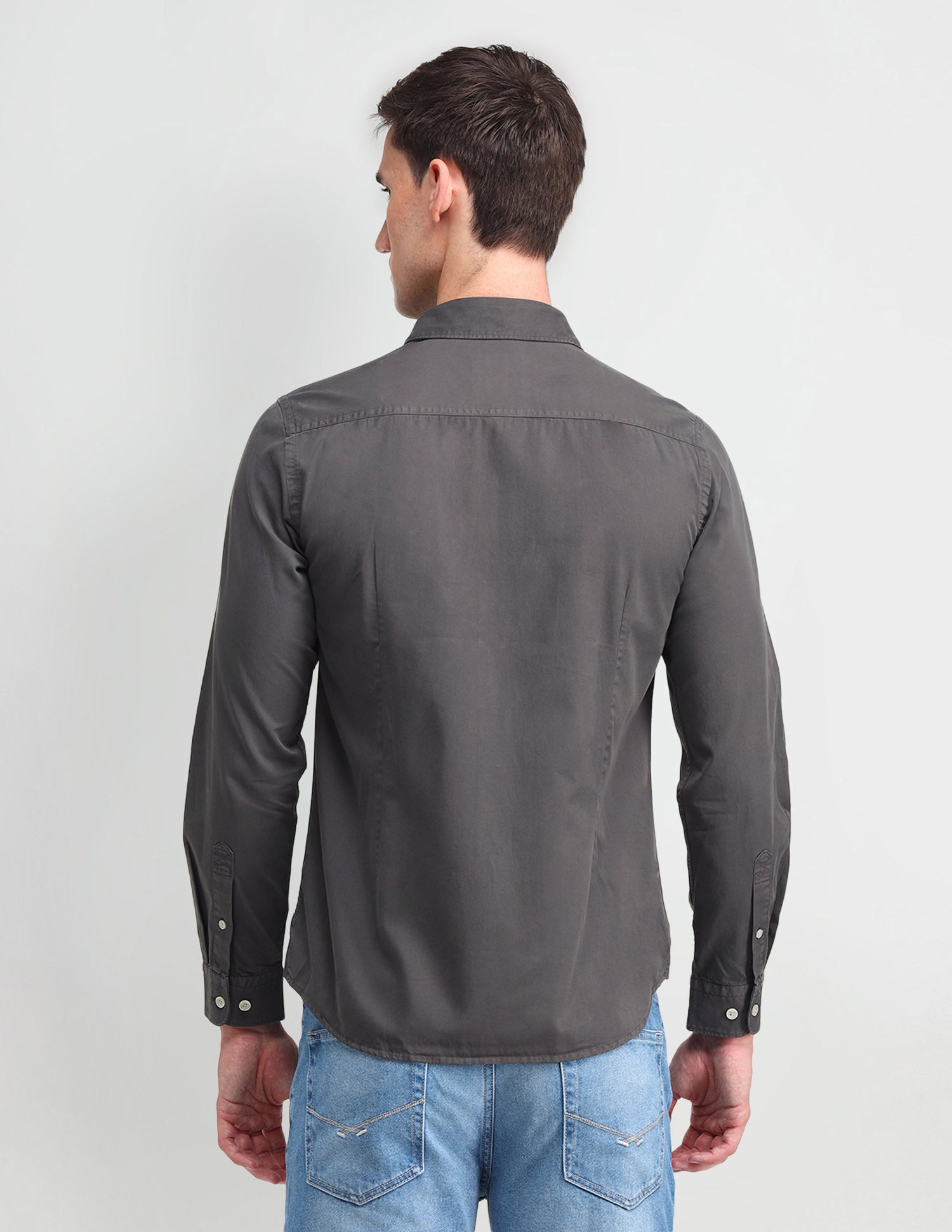 Slim Fit Cotton Shirt Light Grey - U.S. POLO ASSN. | Large