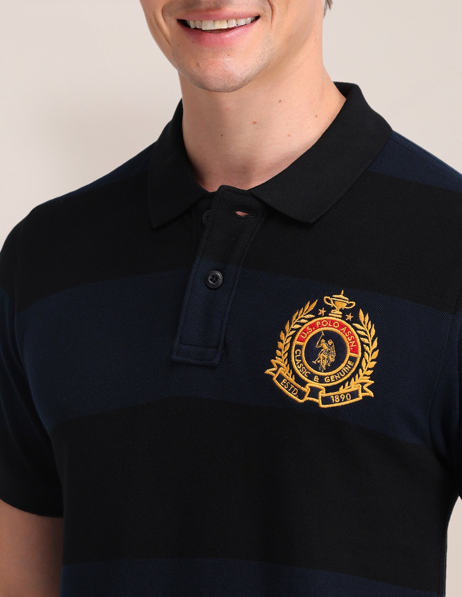 Solid Slim Fit Polo Shirt Me. Blue - U.S. POLO ASSN. | Large