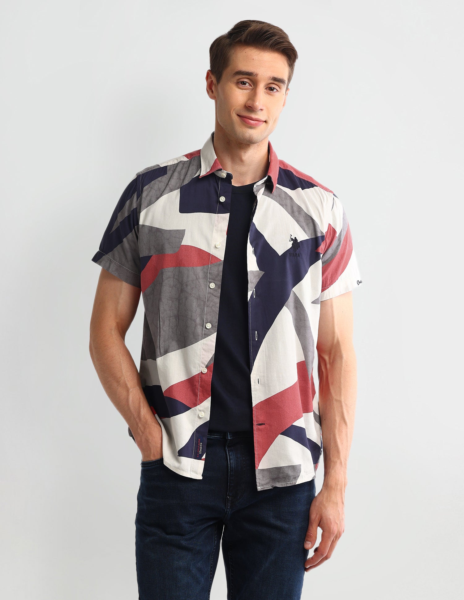 Abstract Slim Fit Shirt Red - U.S. Polo Assn. India | Large