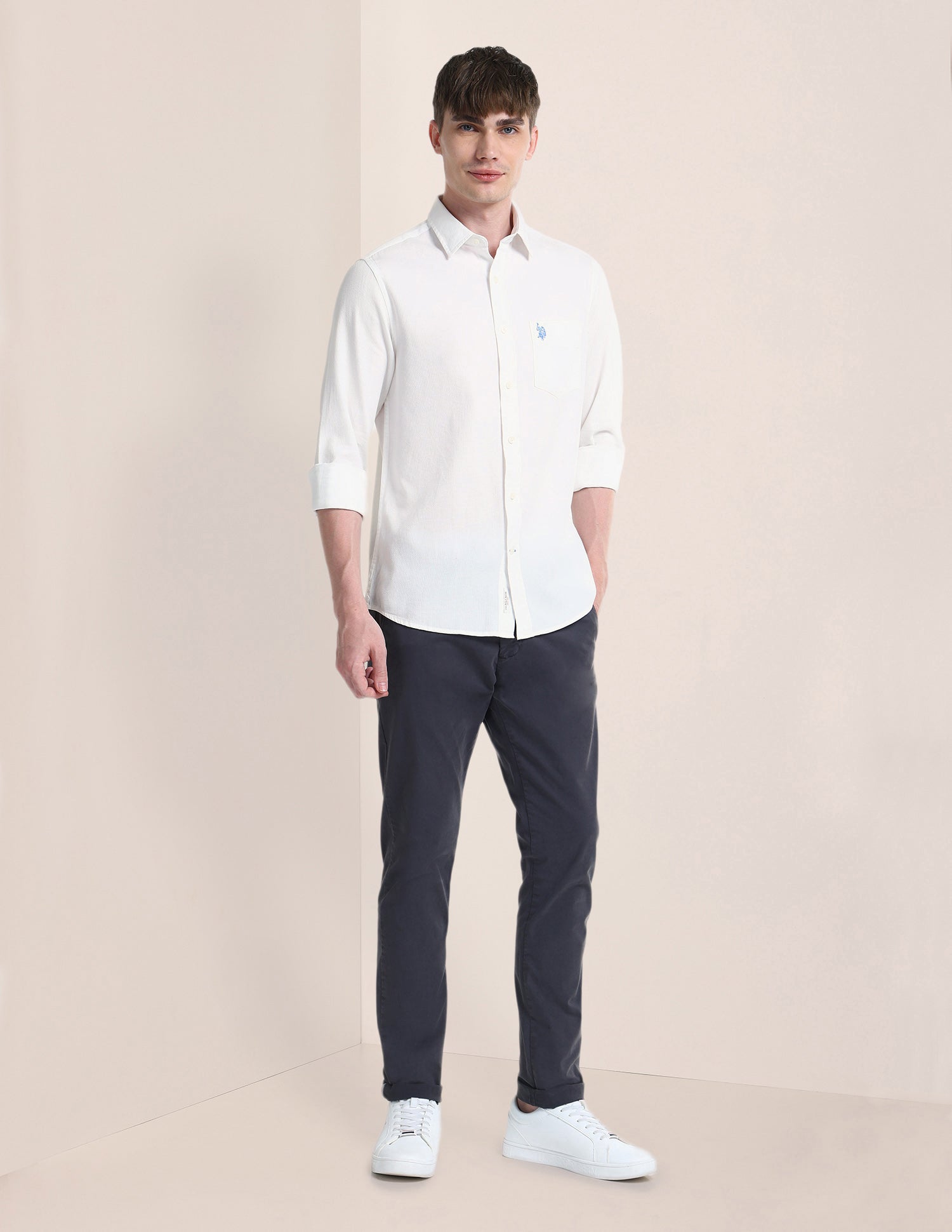 Solid Slim Fit Shirt White - U.S. Polo Assn. India | Large