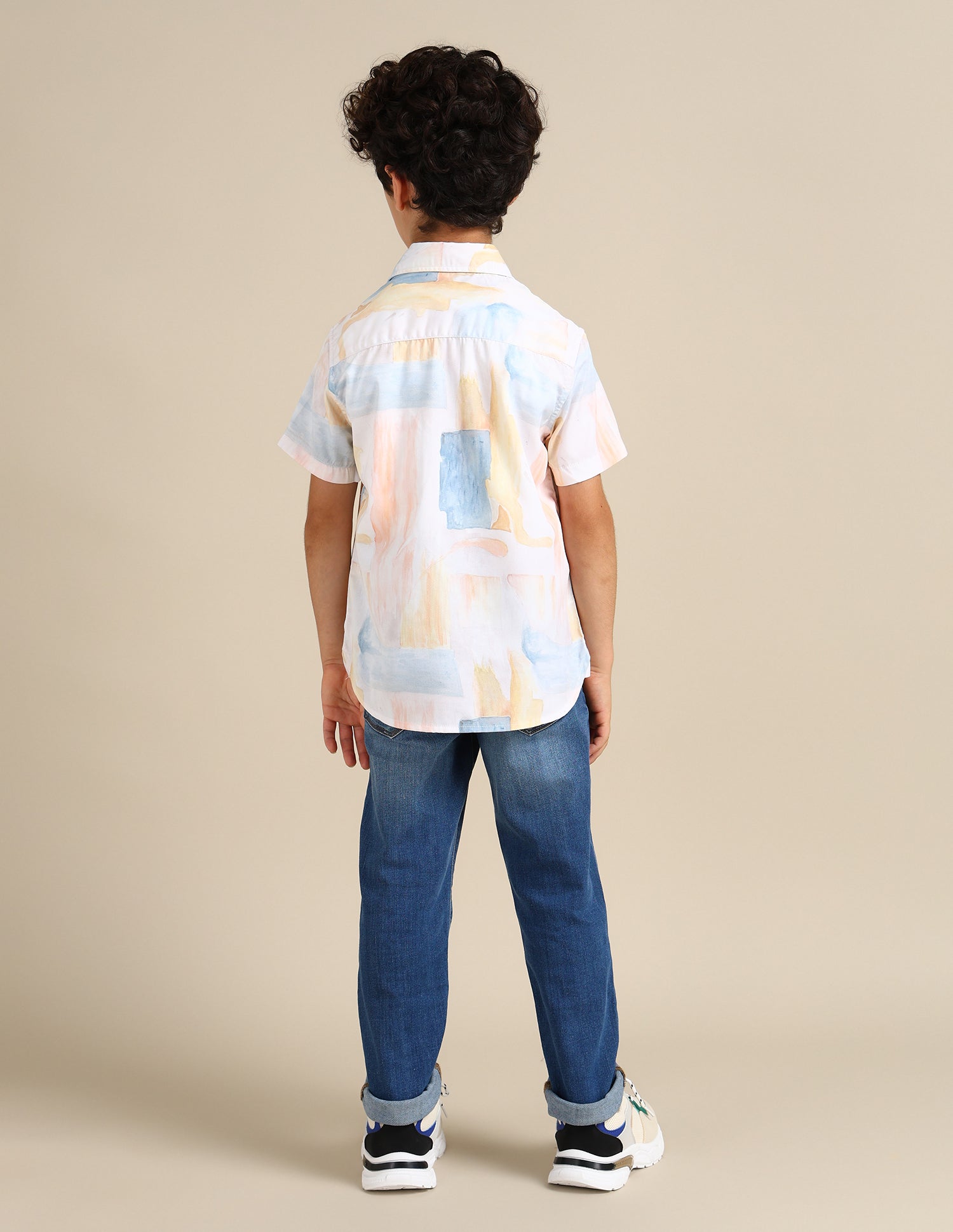 Boys Straight Fit Abstract Printed Shirt Yellow - U.S. Polo Assn. India | Large