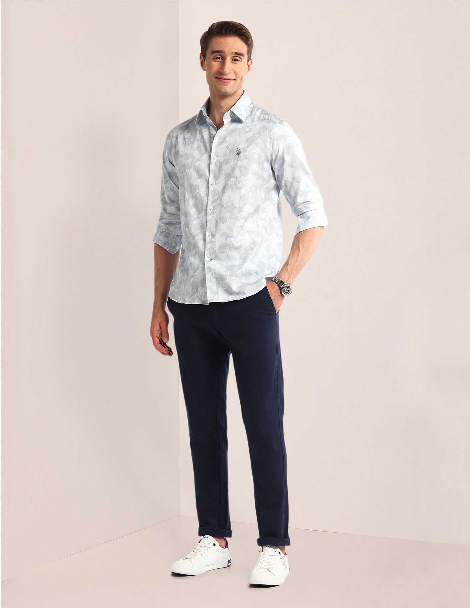 Abstract Regular Fit Shirt Light-Blue - U.S. POLO ASSN. | Large