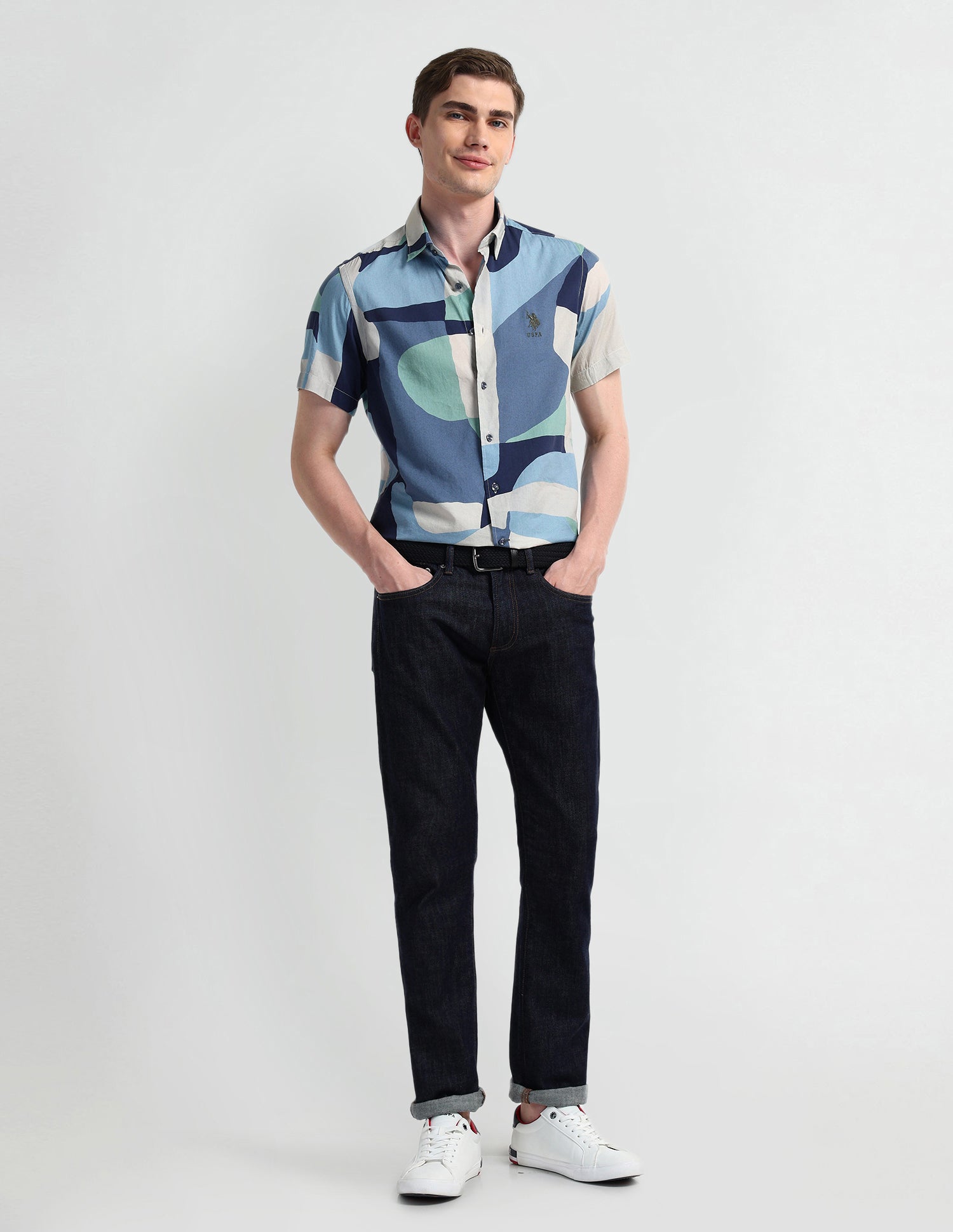 Abstract Slim Fit Shirt Blue - U.S. POLO ASSN. | Large