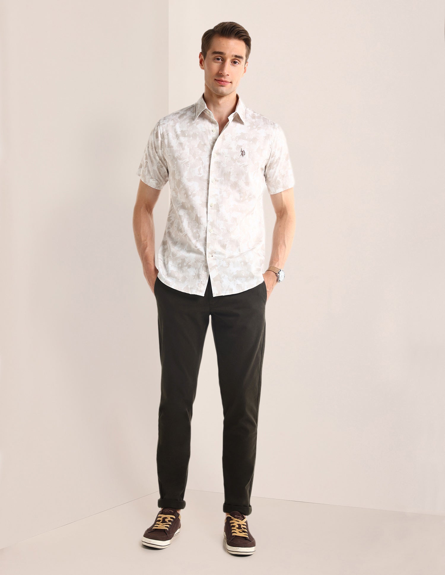 Denver Slim Fit Twill Trousers Dark-Brown - U.S. POLO ASSN. | Large