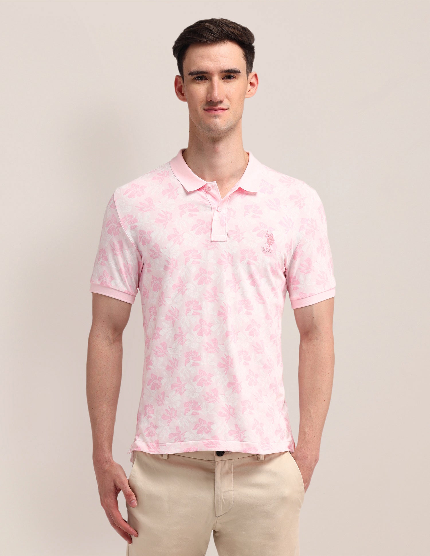Abstract Cotton Polo Shirt Light Pink - U.S. Polo Assn. India | Large