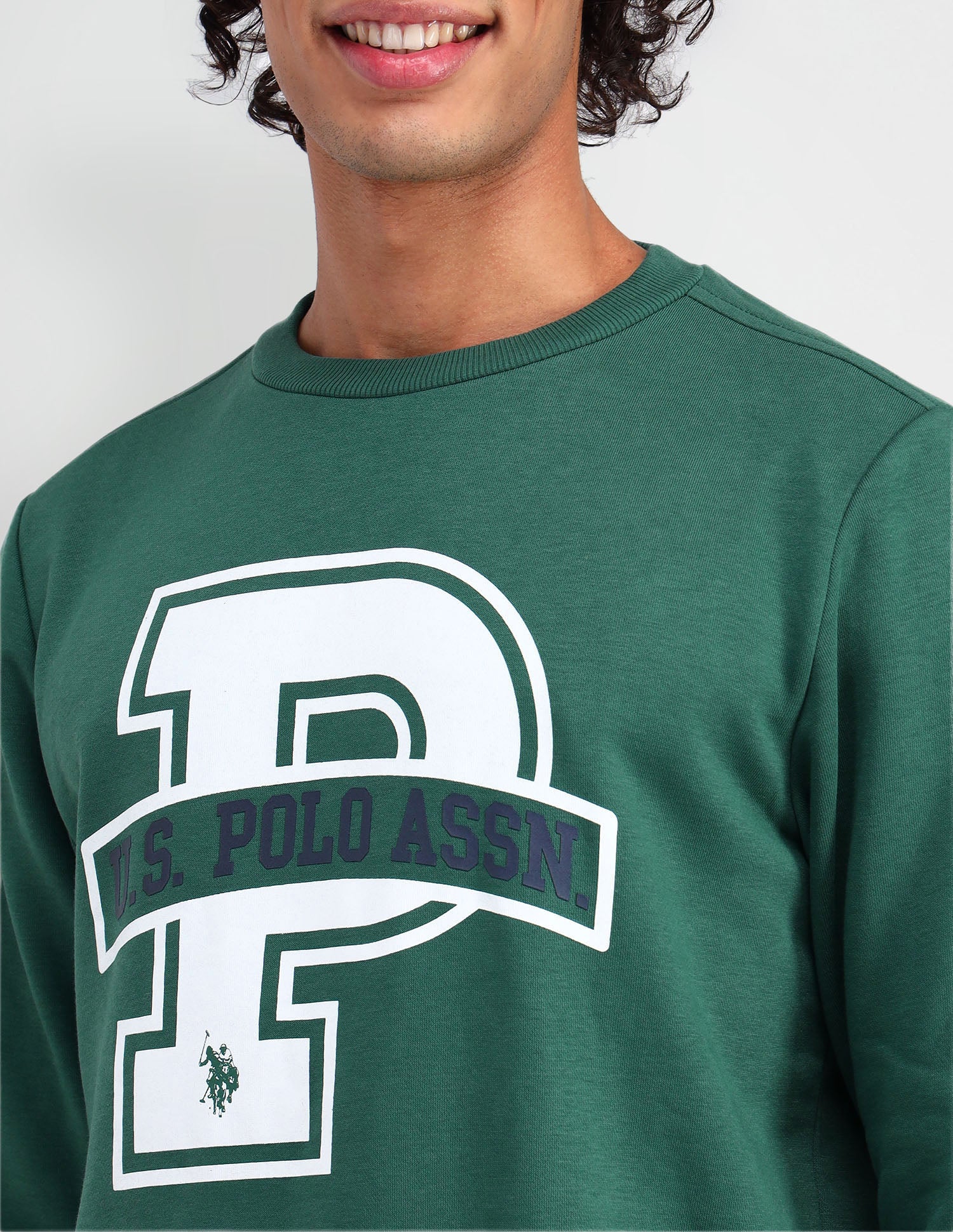 Crew Neck Regular Fit Sweatshirt Dark Green - U.S. Polo Assn. India | Large