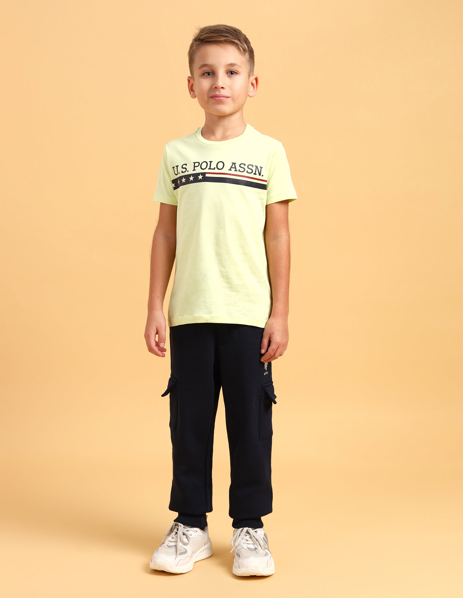 Boys Crew Neck Brand Printed T-Shirt Green - U.S. POLO ASSN. | Large