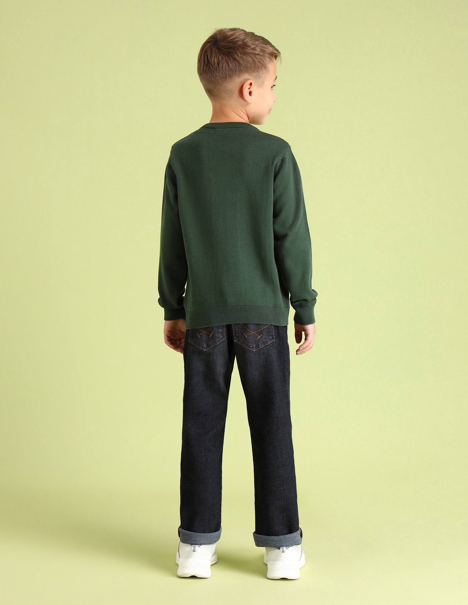 Boys Regular Fit Brand Printed Sweater Dark Green - U.S. POLO ASSN. | Large