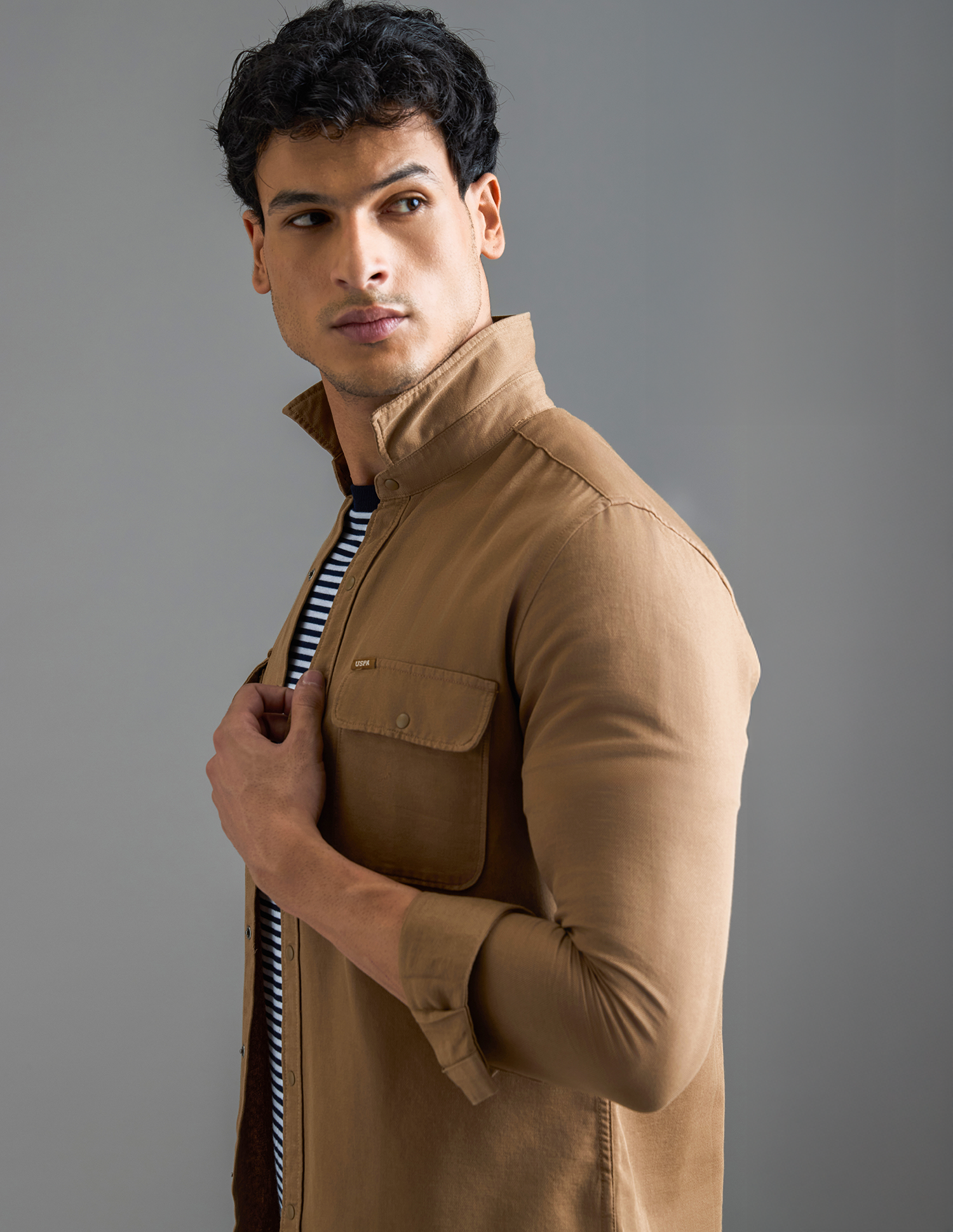 Twill Regular Fit Shirt Khaki - U.S. POLO ASSN. | Large