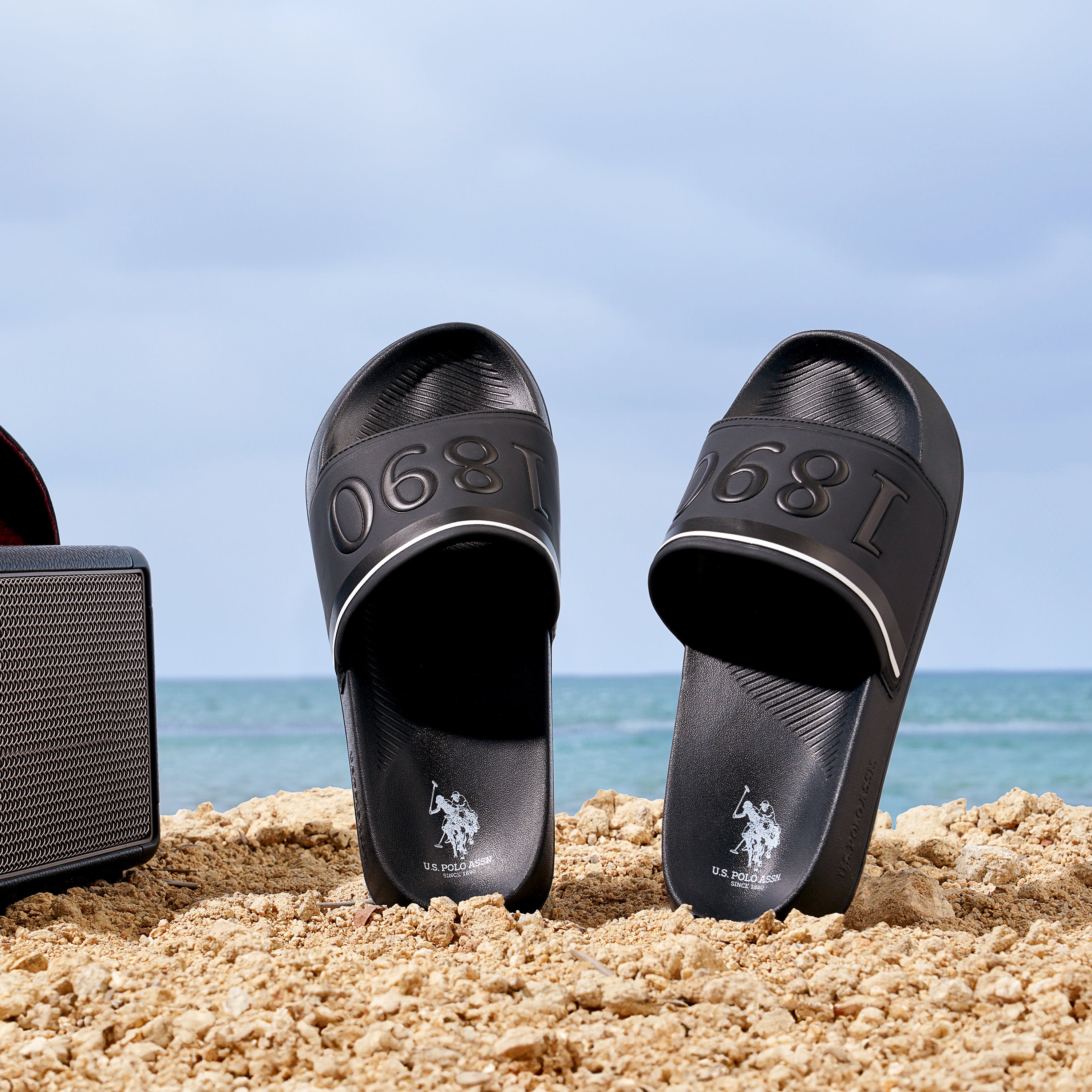 Men Typographic Kohana Sliders Black - U.S. Polo Assn. India | Large