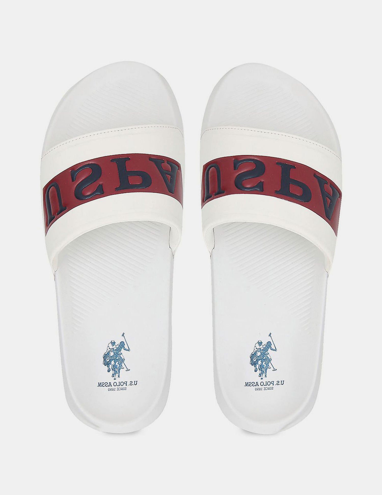 Men Ceder Brand Printed Sliders White - U.S. Polo Assn. India | Large