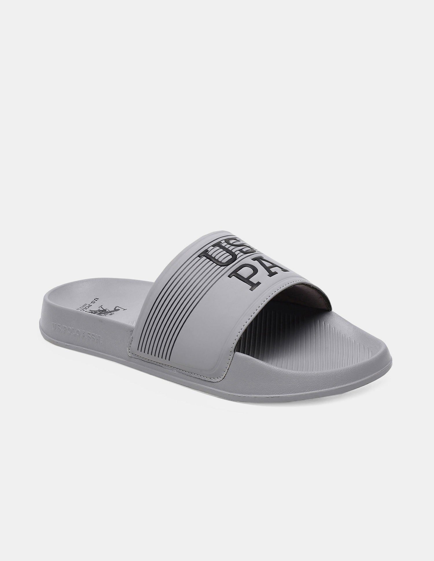 Men Striped Artax Sliders Grey - U.S. Polo Assn. India | Large