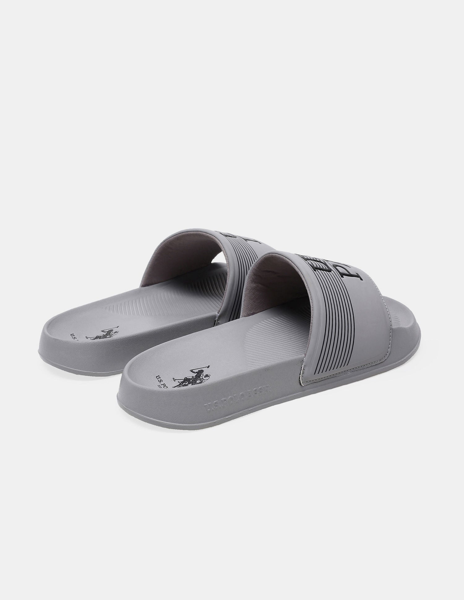Men Striped Artax 2.0 Sliders Grey - U.S. Polo Assn. India | Large