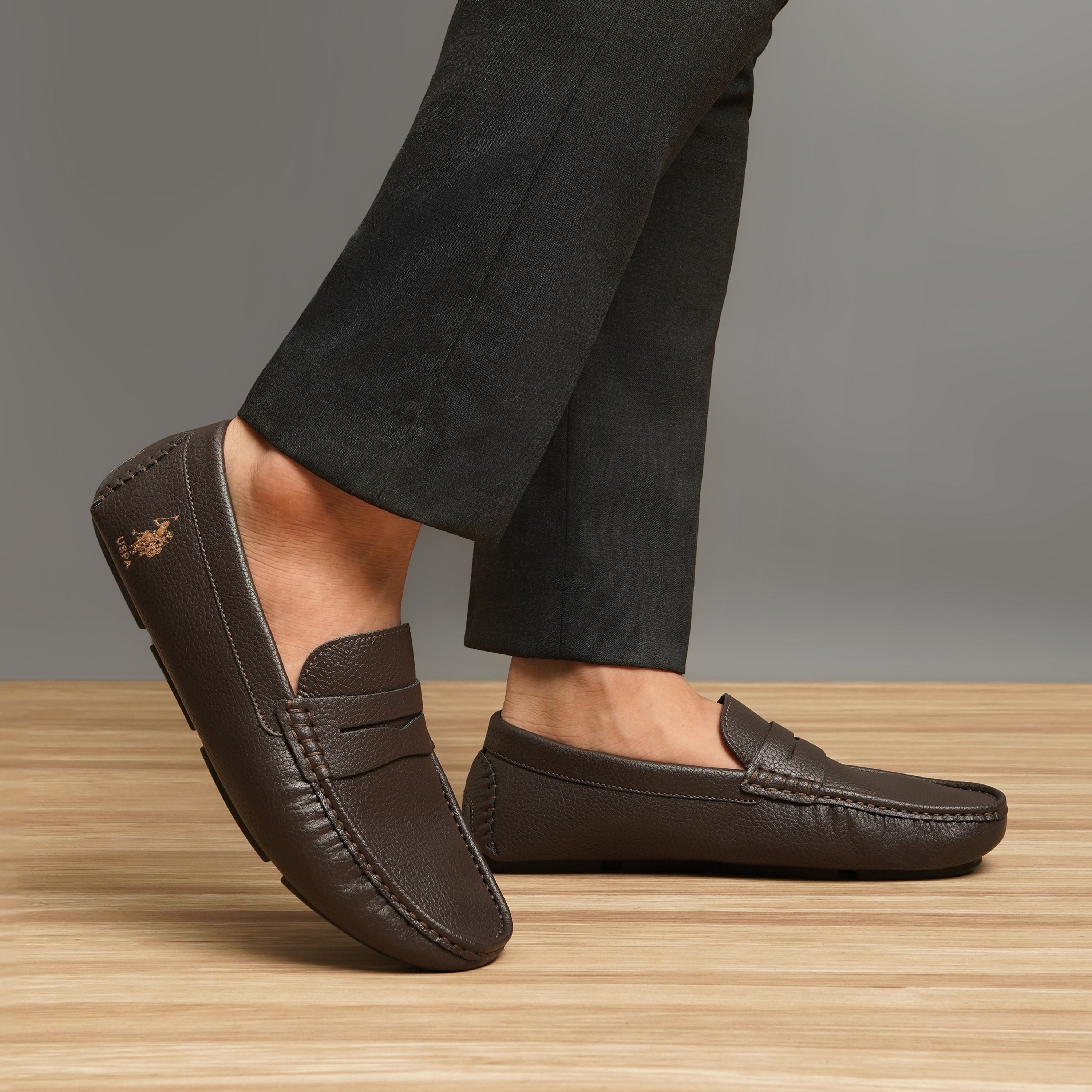 Men Kiger 2.0 Textured Loafers Brown - U.S. Polo Assn. India | Large