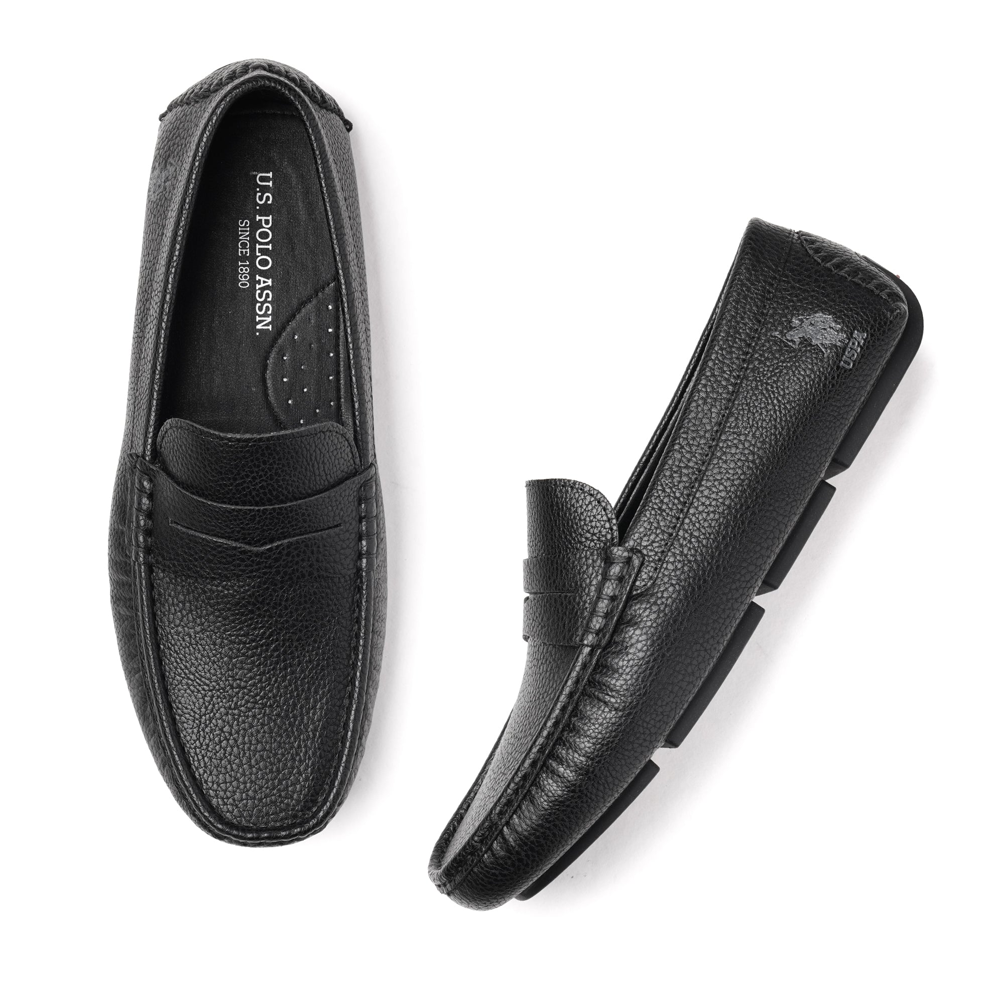 Men Kiger 2.0 Textured Loafers Black - U.S. Polo Assn. India | Large