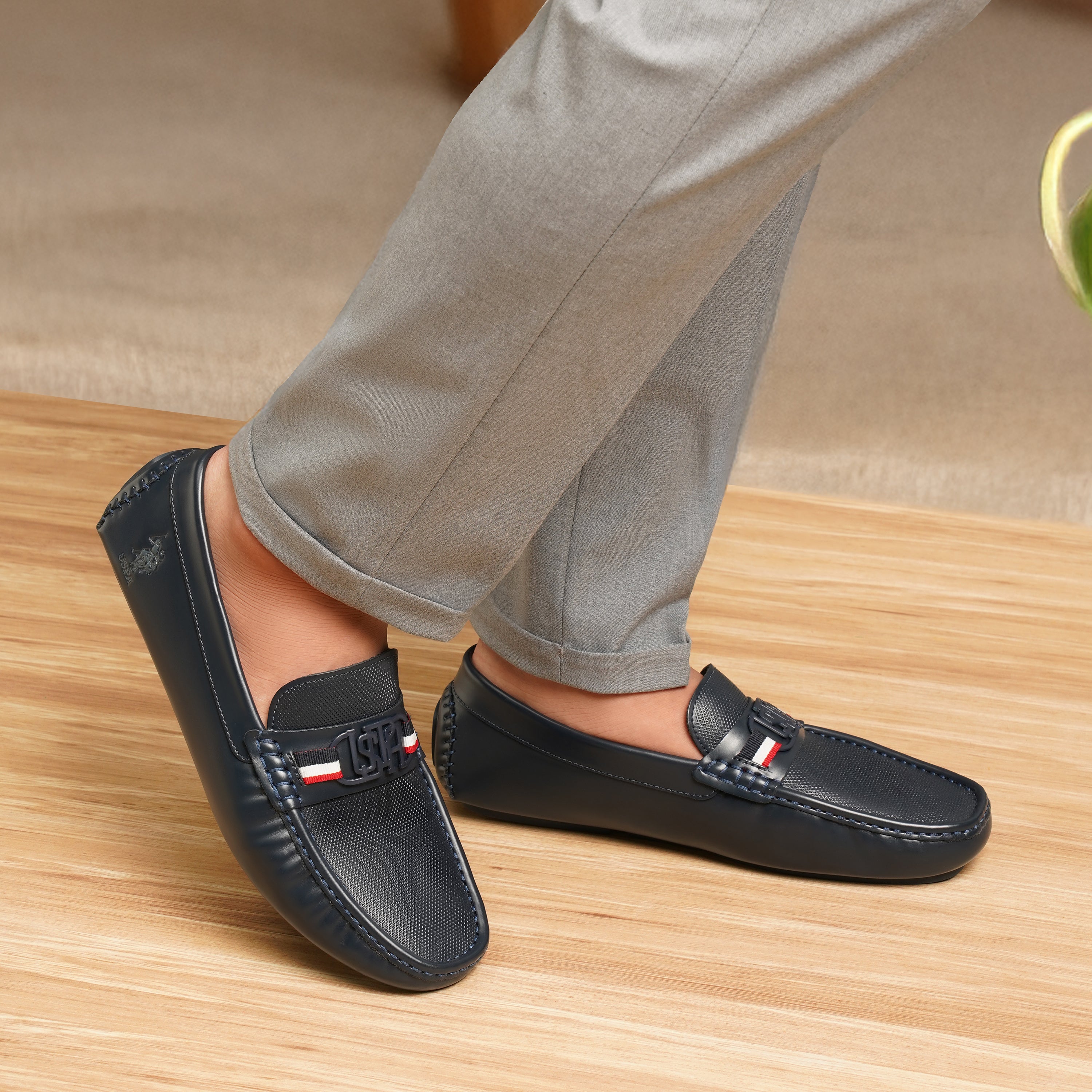 Men Anton 2.0 Textured Loafers Navy - U.S. Polo Assn. India | Large