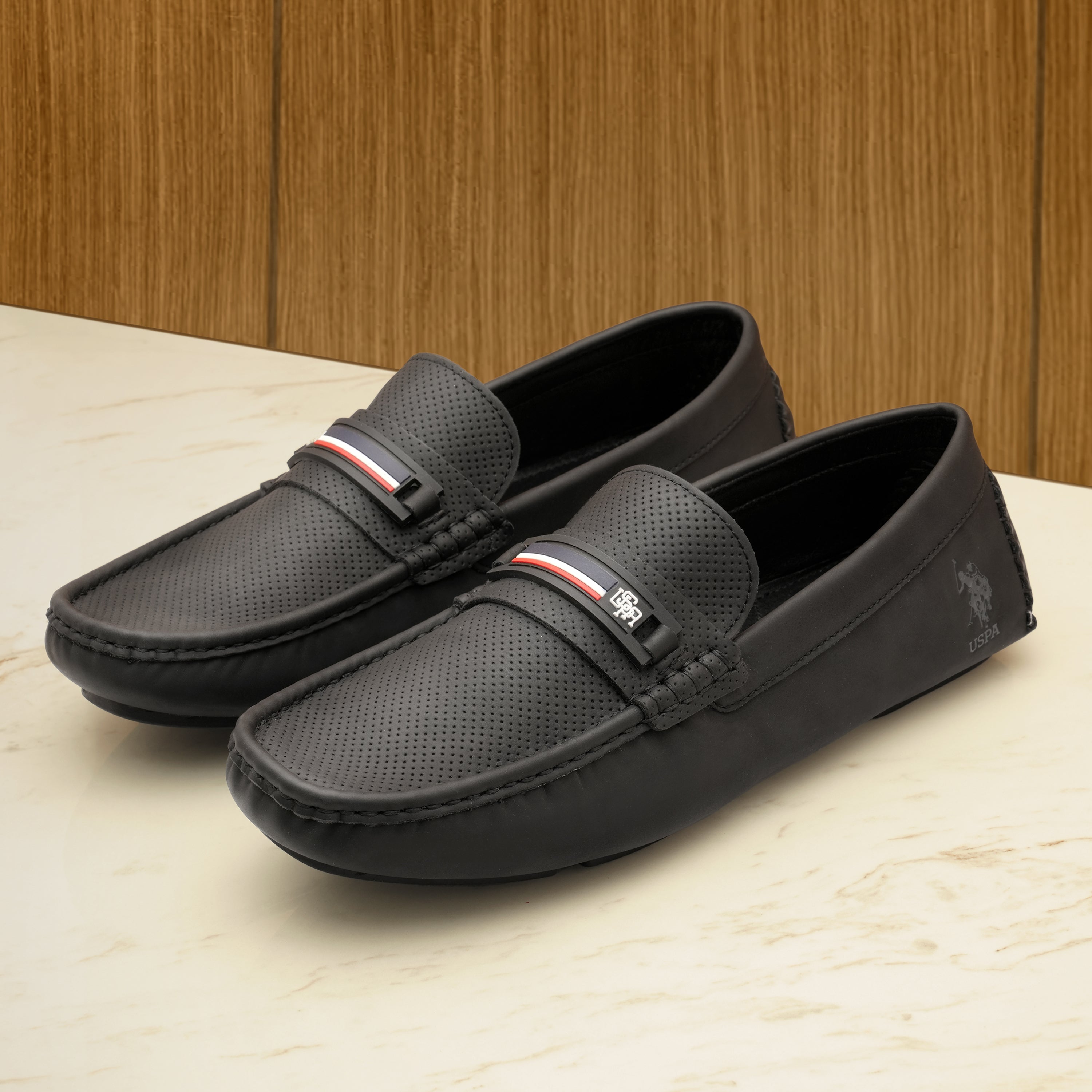 Men Barnes 5.0 Textured Loafers Black - U.S. Polo Assn. India | Large