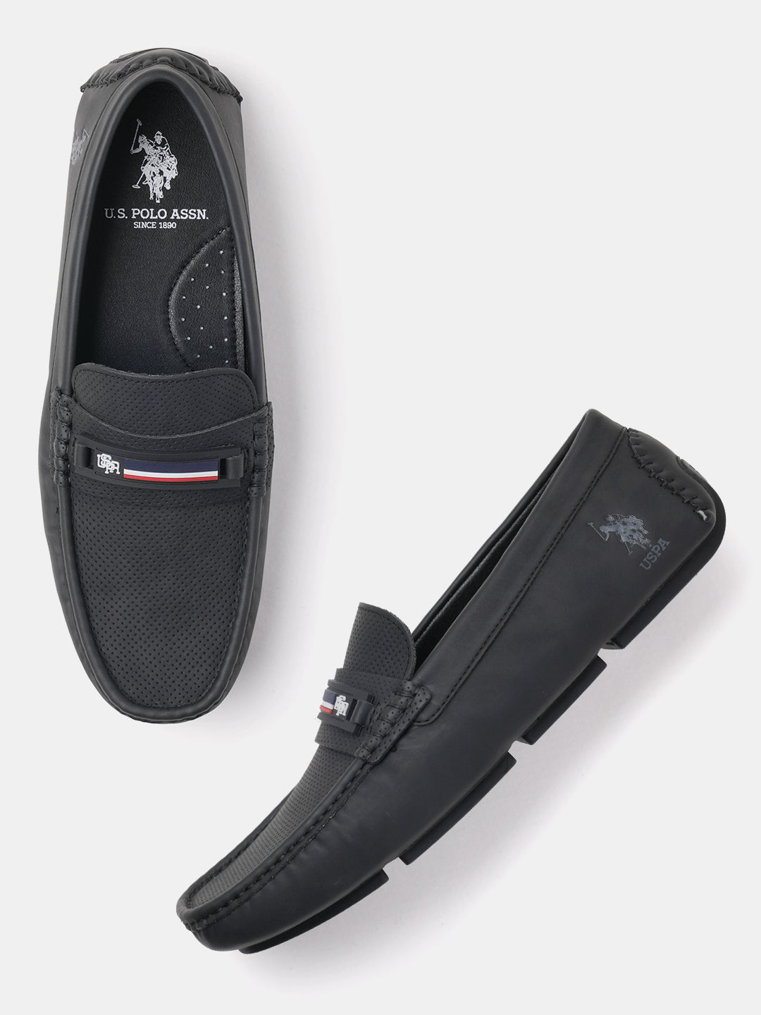 Men Barnes 5.0 Textured Loafers Black - U.S. Polo Assn. India | Large