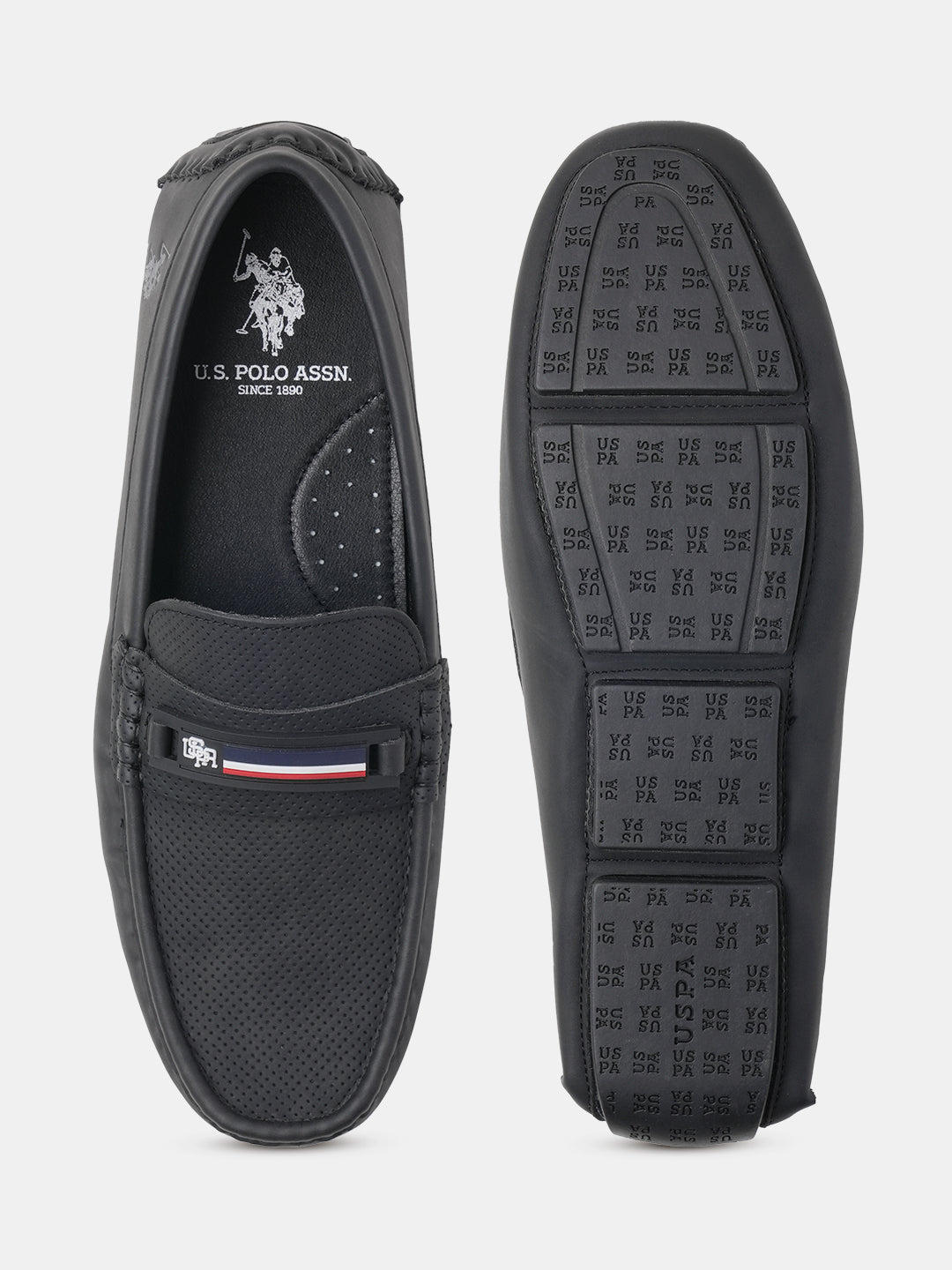 Men Barnes 5.0 Textured Loafers Black - U.S. Polo Assn. India | Large