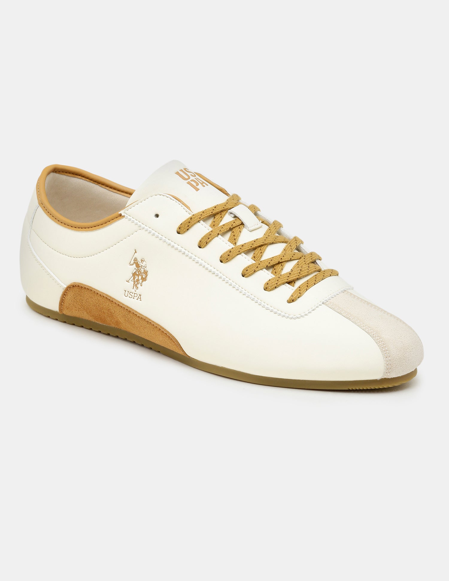Men Contrast Lace Ups Rush Sneakers Beige - U.S. Polo Assn. India | Large