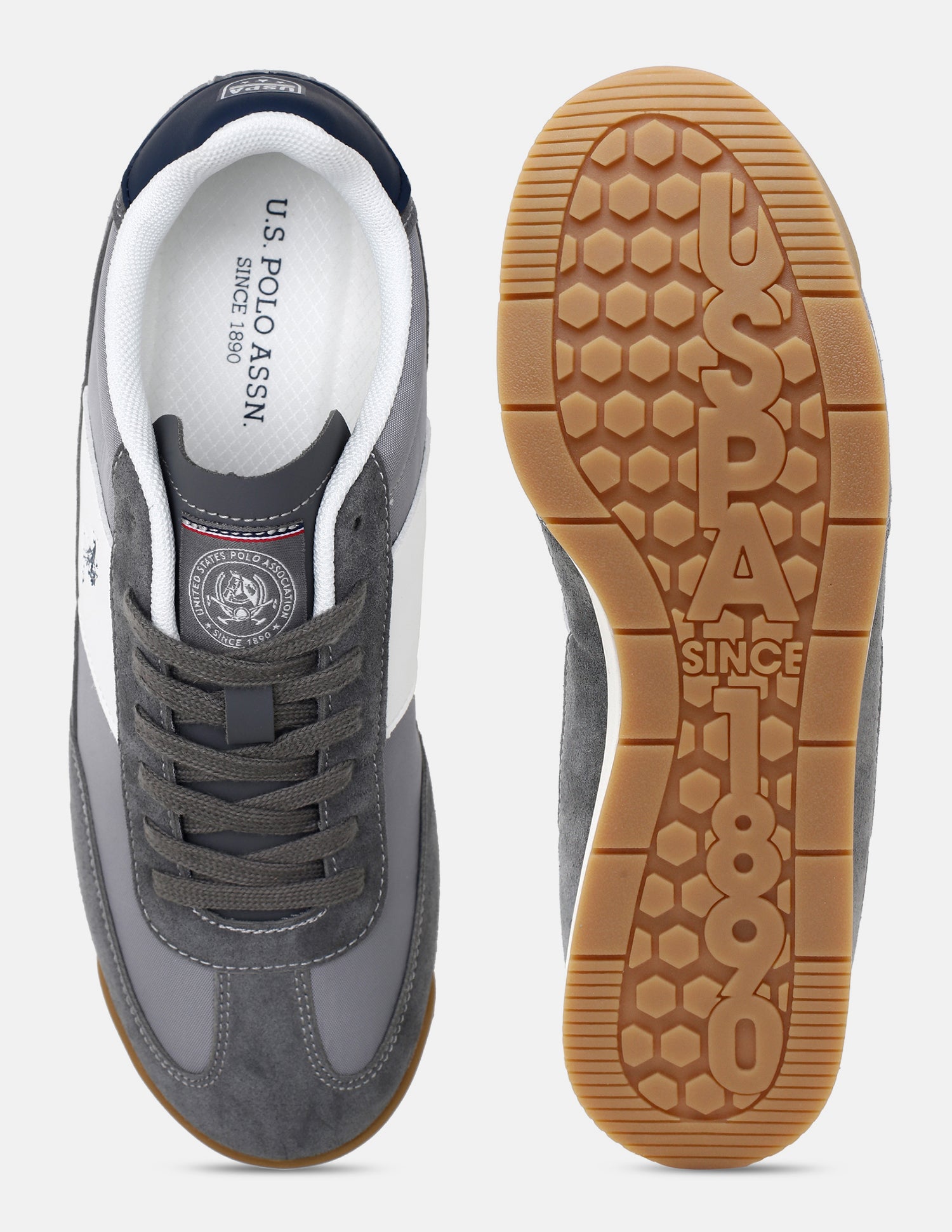 Round Toe Lace Ups Gallop Sneakers Grey - U.S. Polo Assn. India | Large