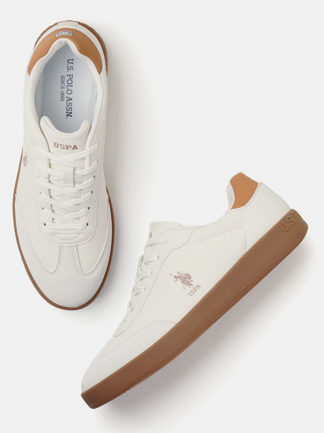 Men Coba 2.0 Colourblocked Round Toe Sneakers Beige - U.S. Polo Assn. India | Large