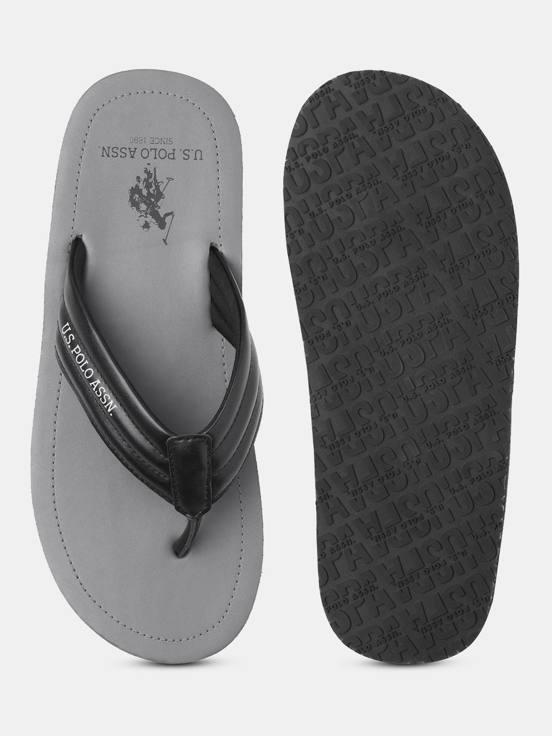 Men V-Strap Roy Flip Flops Black - U.S. Polo Assn. India | Large