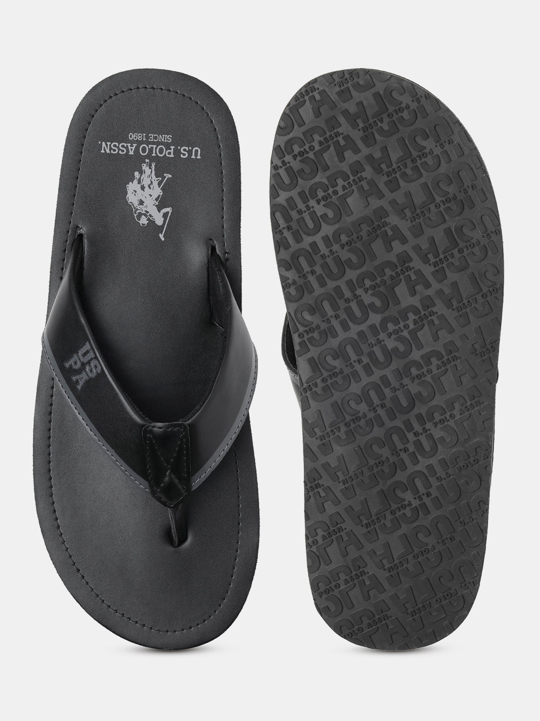 Men V-Strap Jane Flip Flops Black - U.S. Polo Assn. India | Large