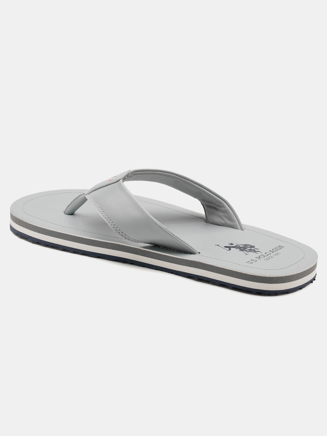 Men Nesta Striped Flip Flops Light Grey - U.S. Polo Assn. India | Large