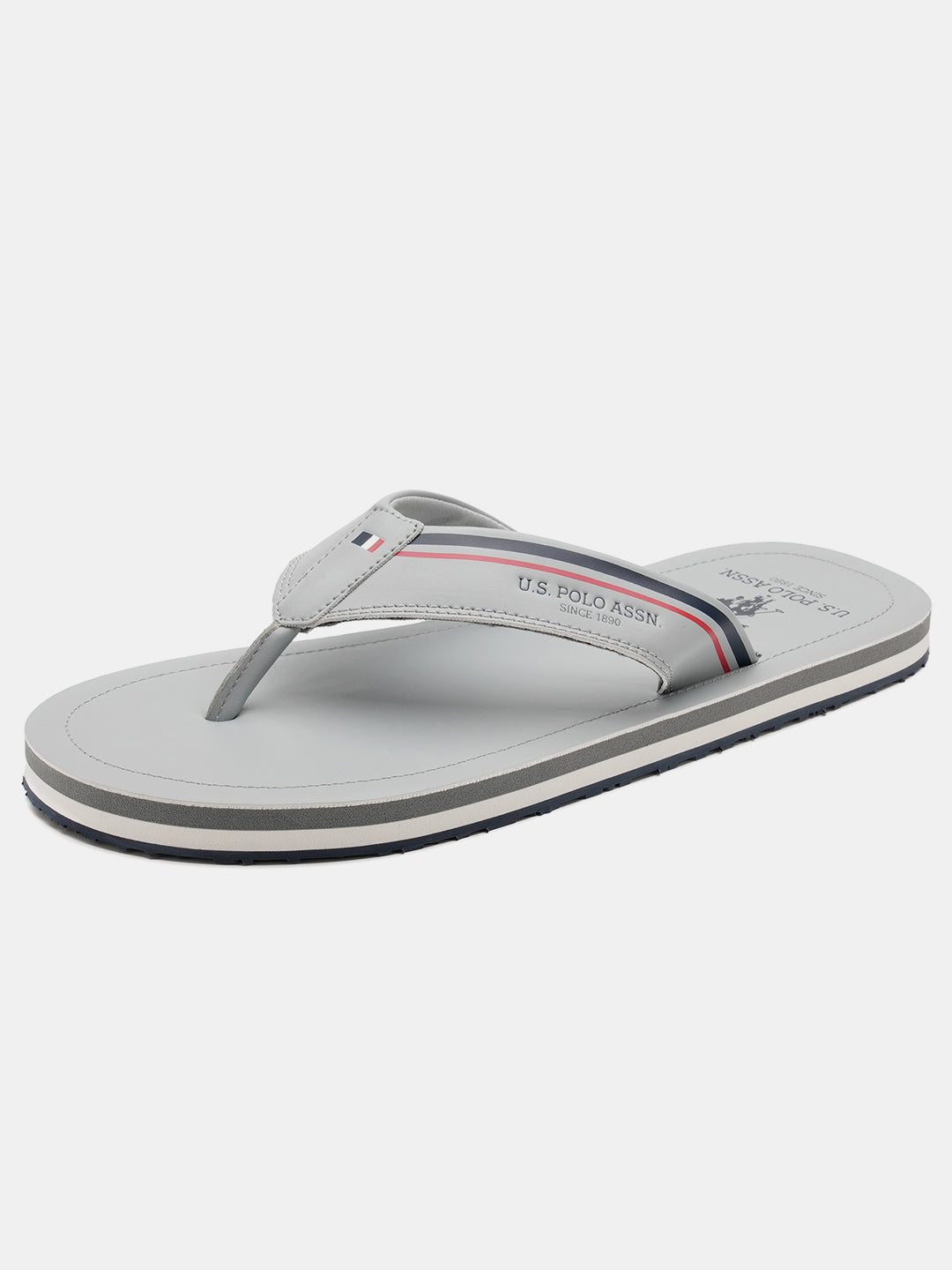 Men Nesta Striped Flip Flops Light Grey - U.S. Polo Assn. India | Large