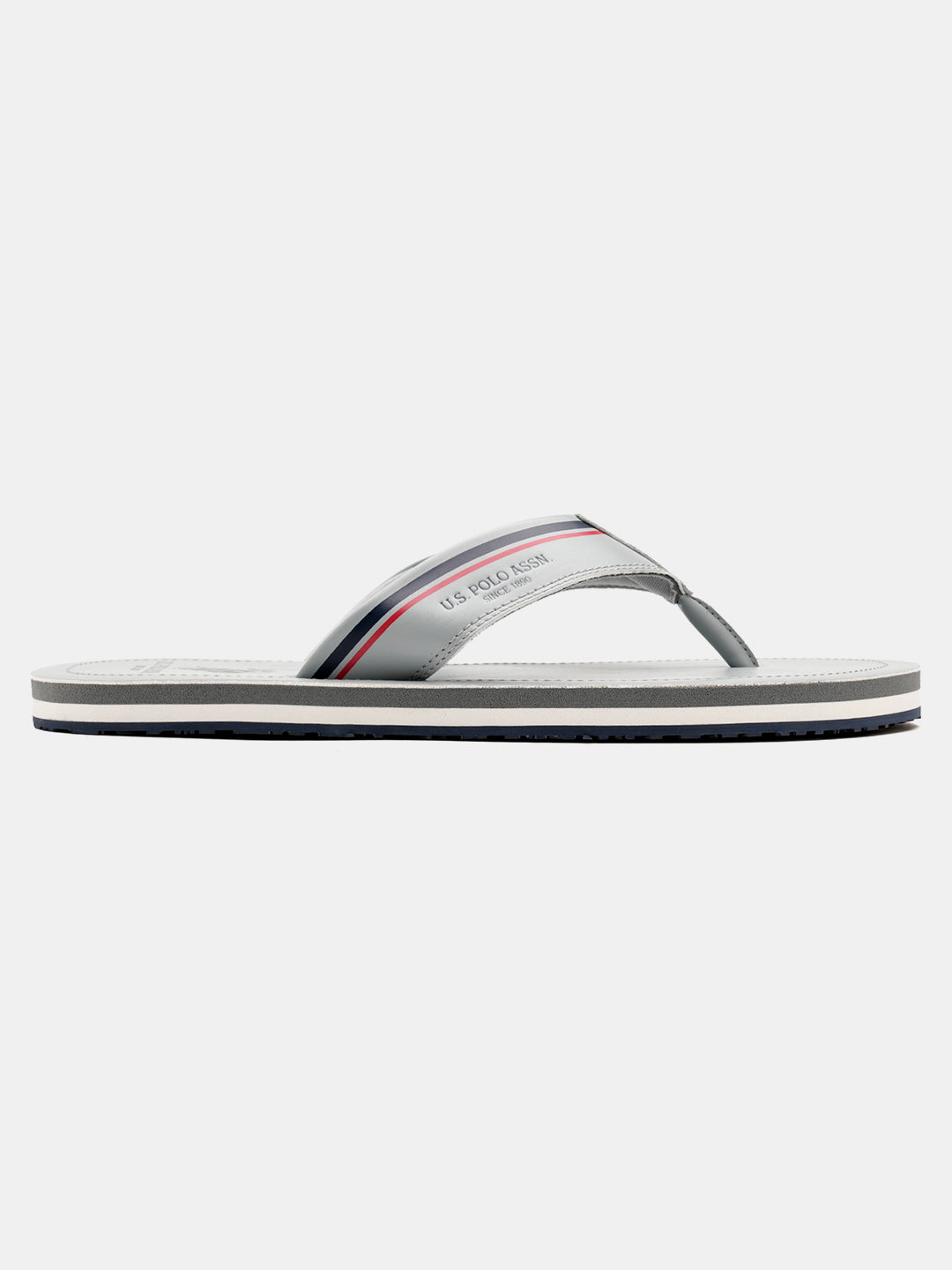 Men Nesta Striped Flip Flops Light Grey - U.S. Polo Assn. India | Large