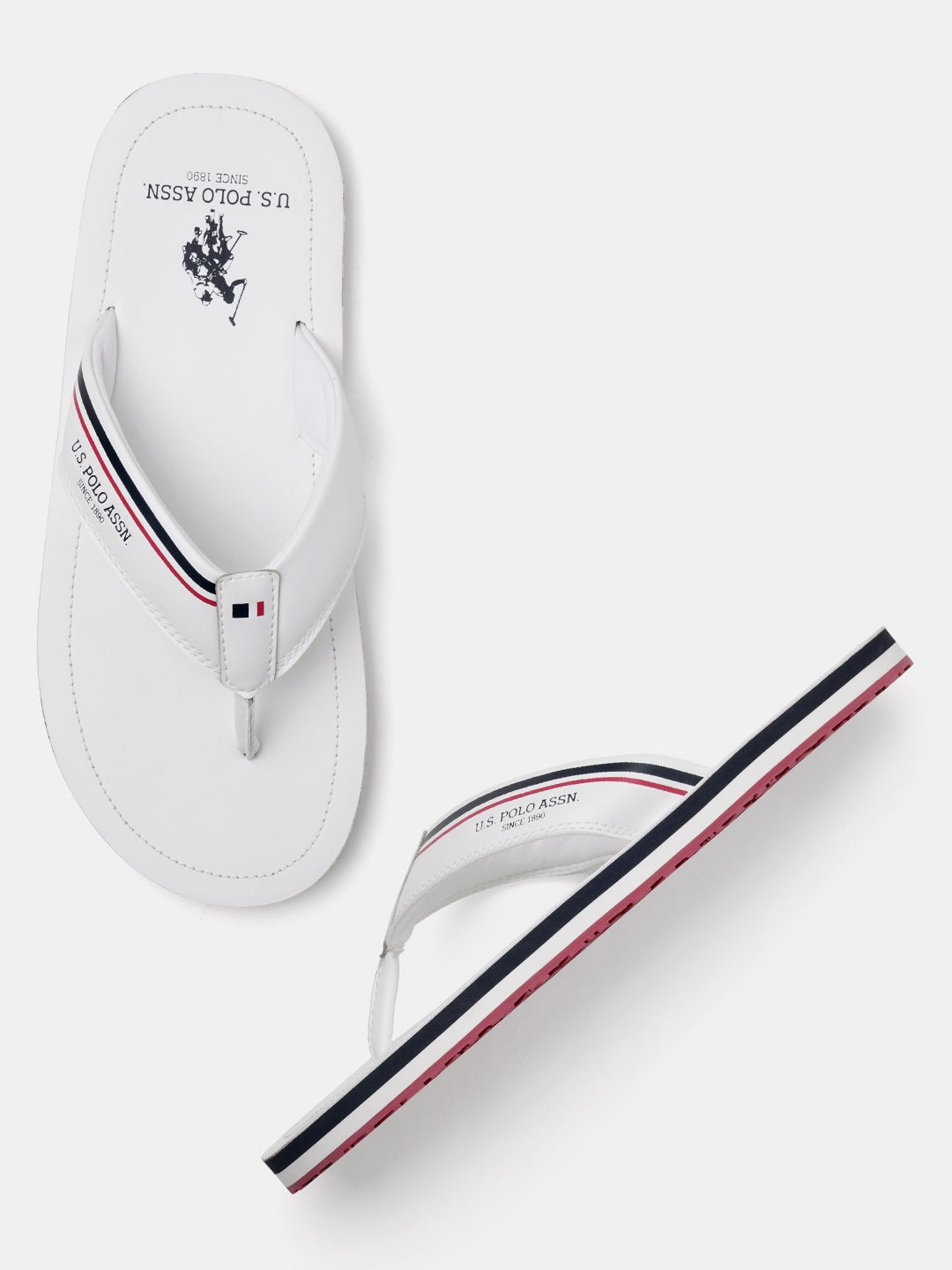 Men Nesta Striped Flip Flops White - U.S. Polo Assn. India | Large