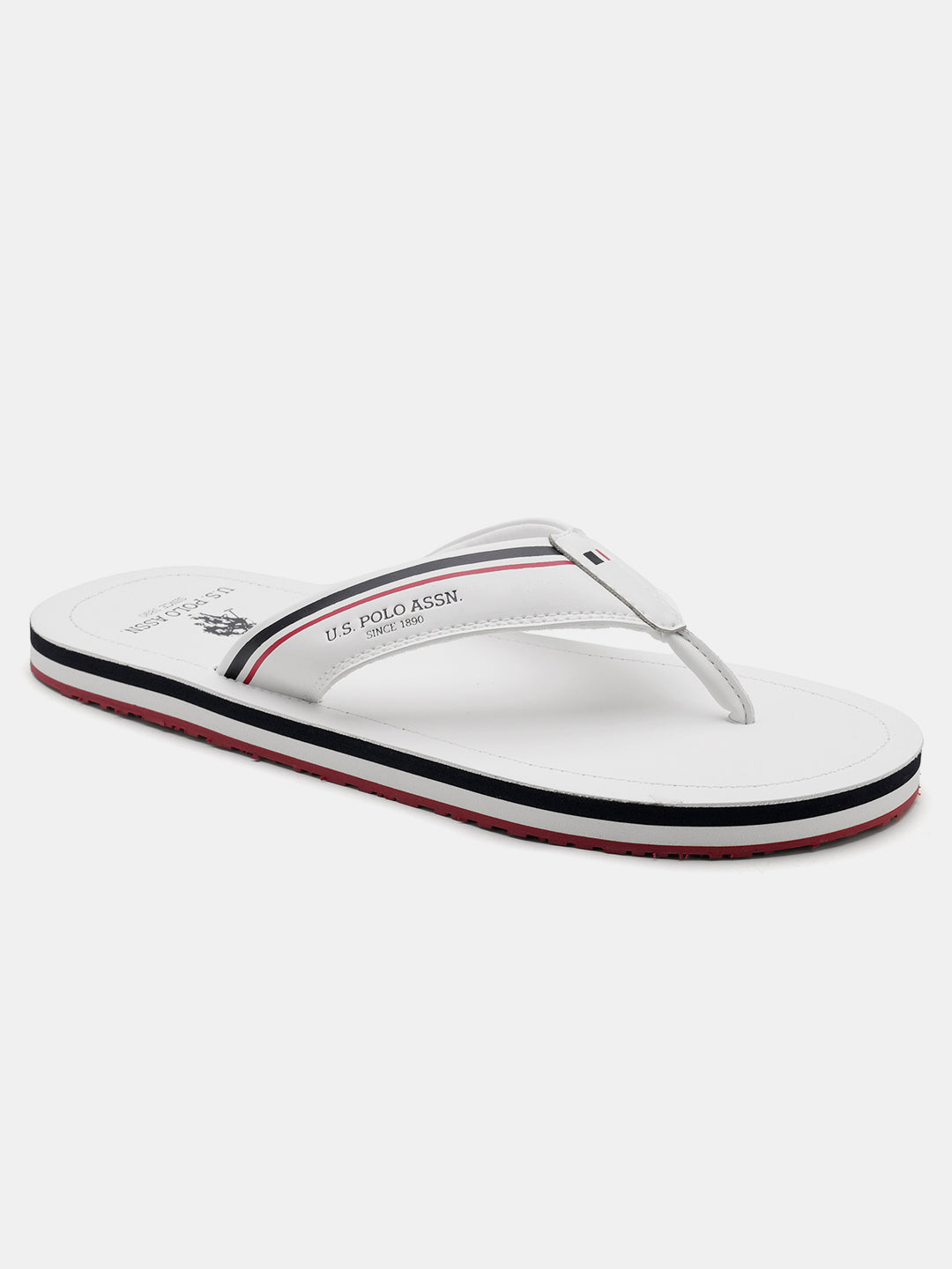 Men Nesta Striped Flip Flops White - U.S. Polo Assn. India | Large
