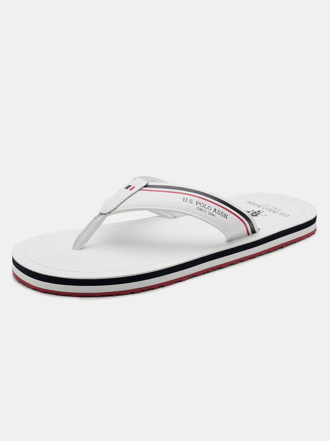 Men Nesta Striped Flip Flops White - U.S. Polo Assn. India | Large