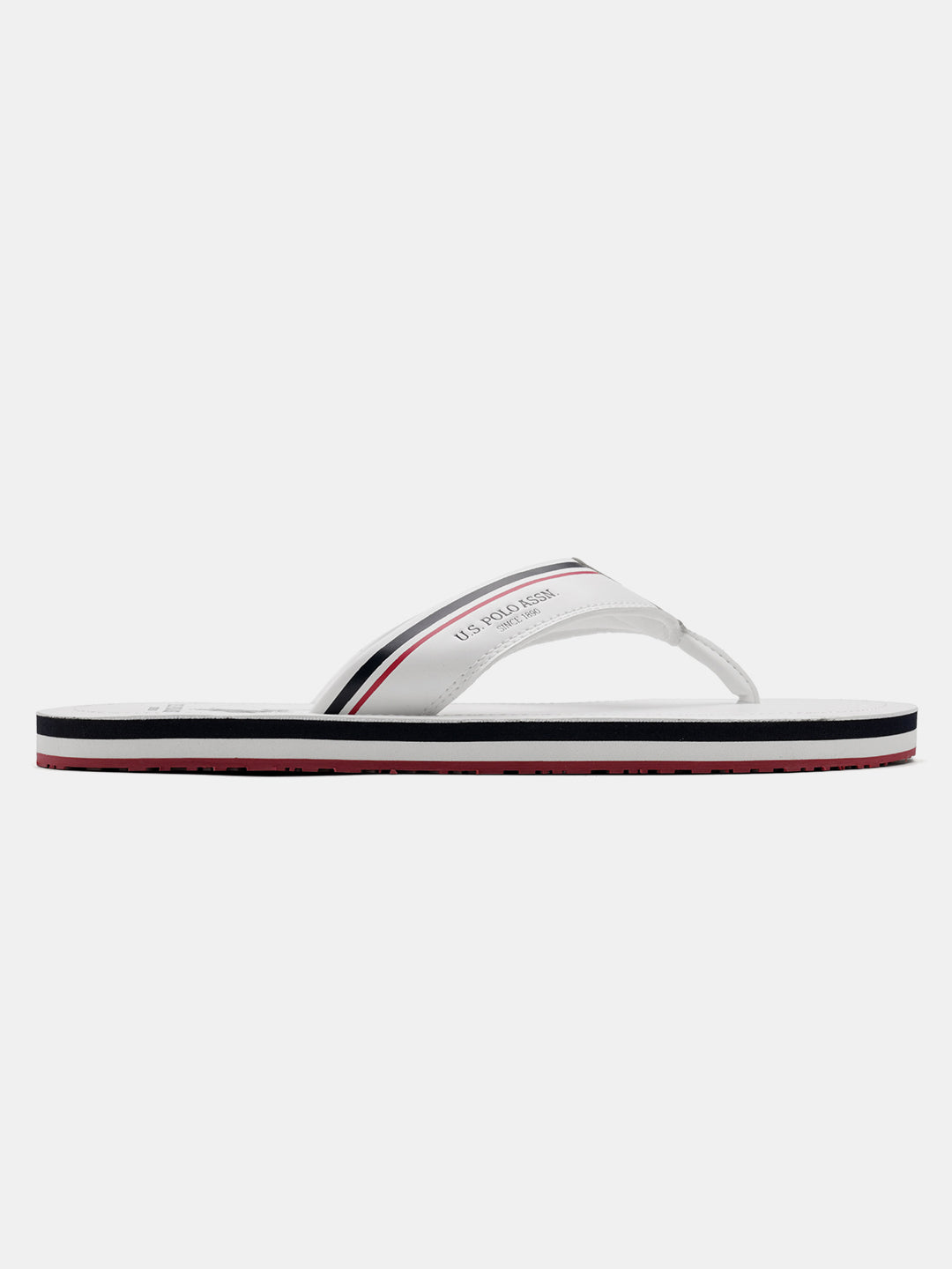 Men Nesta Striped Flip Flops White - U.S. Polo Assn. India | Large