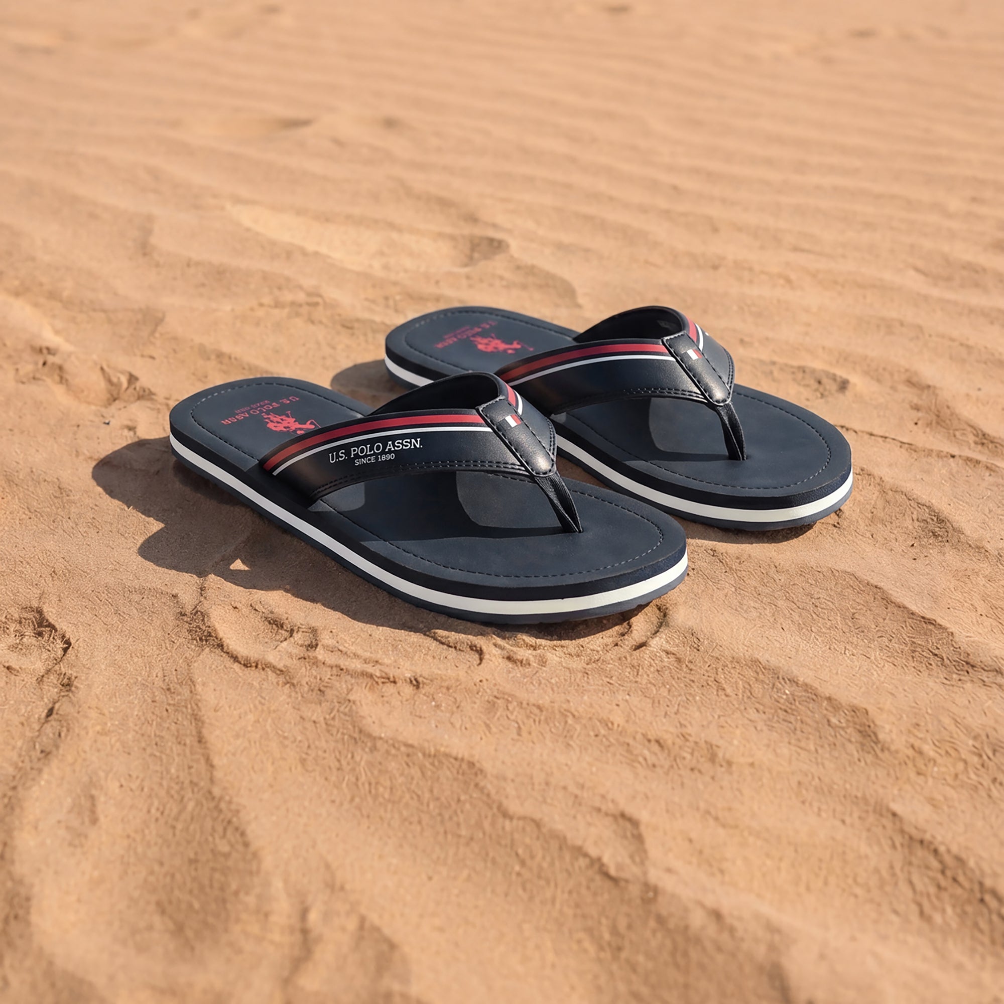 Men Nesta Striped Flip Flops Navy - U.S. Polo Assn. India | Large