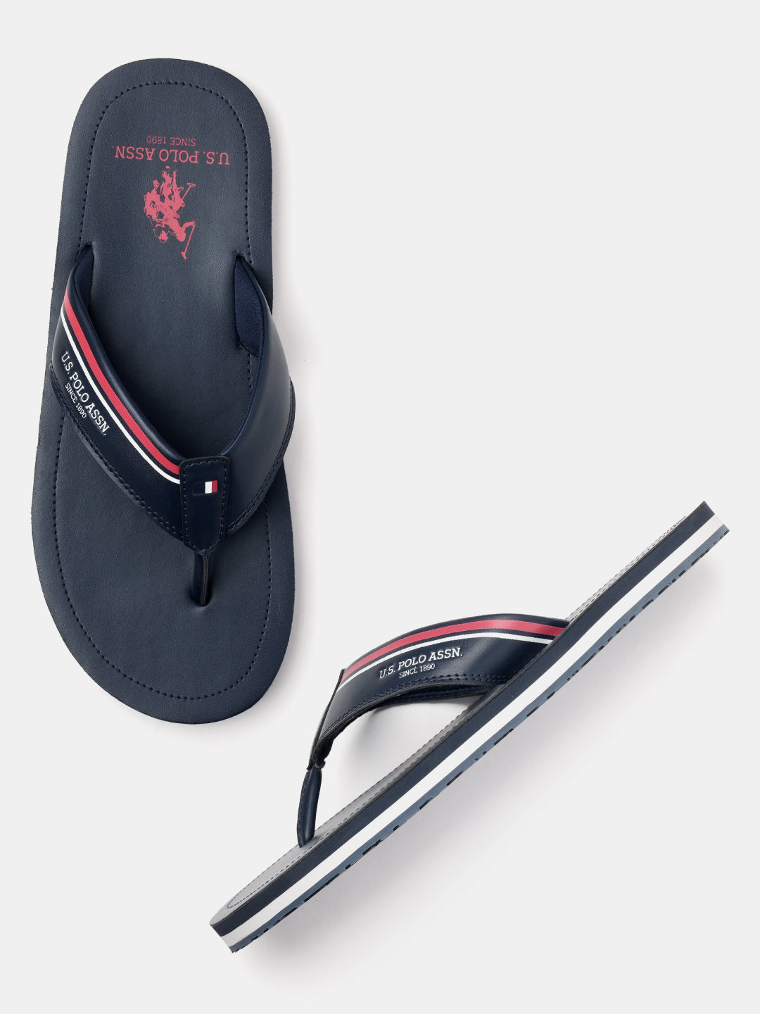 Men Nesta Striped Flip Flops Navy - U.S. Polo Assn. India | Large