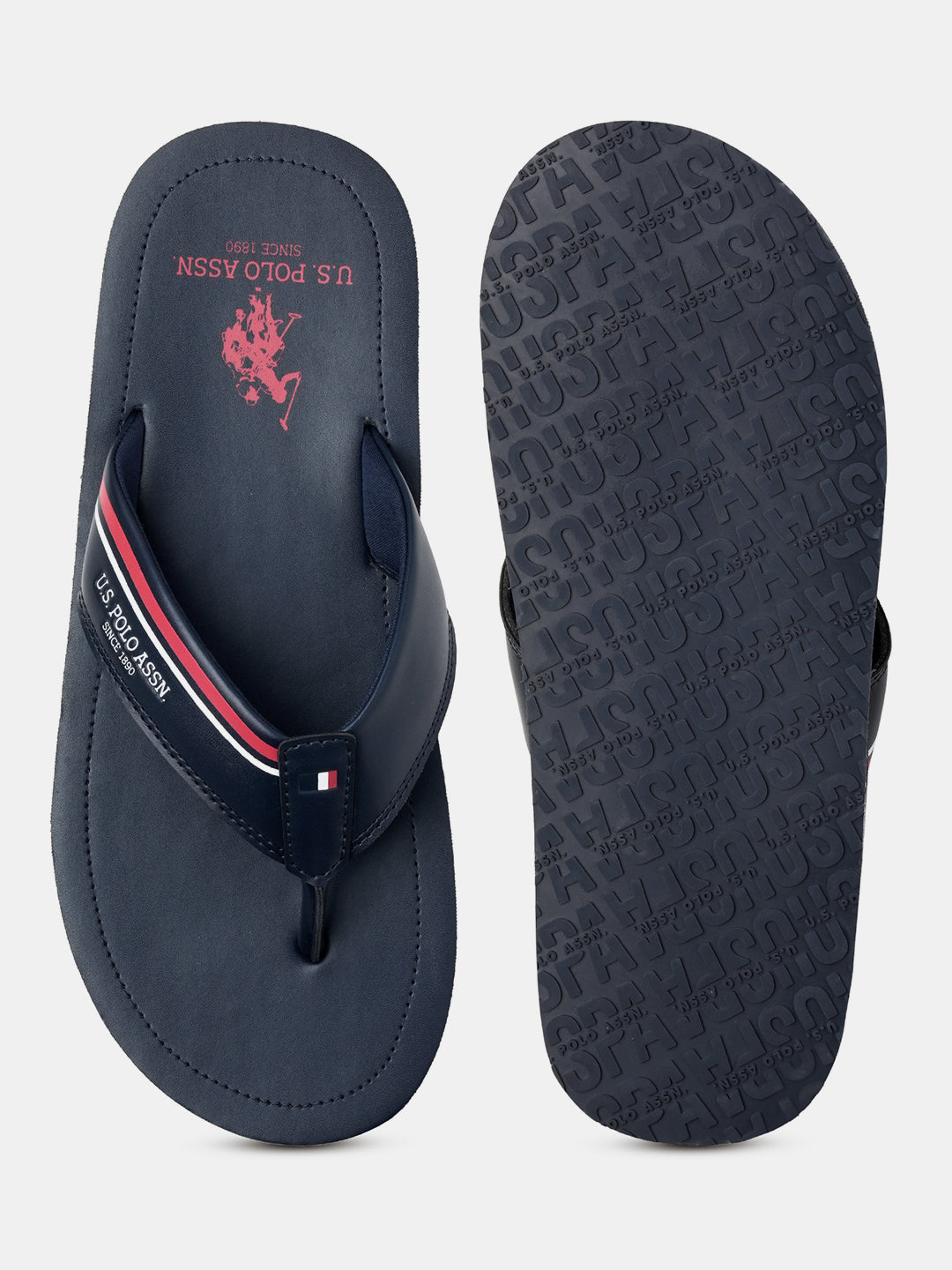 Men Nesta Striped Flip Flops Navy - U.S. Polo Assn. India | Large