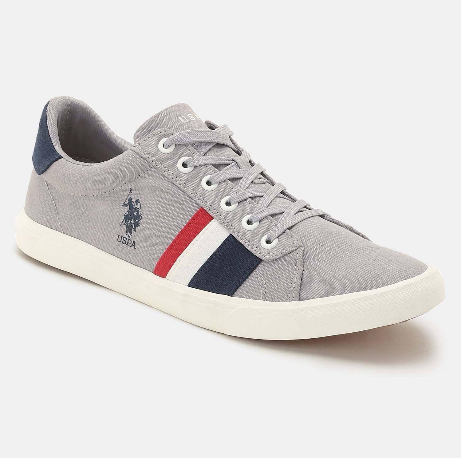 Men Striped Round Toe Abor 5.0 Sneakers Grey - U.S. Polo Assn. India | Large