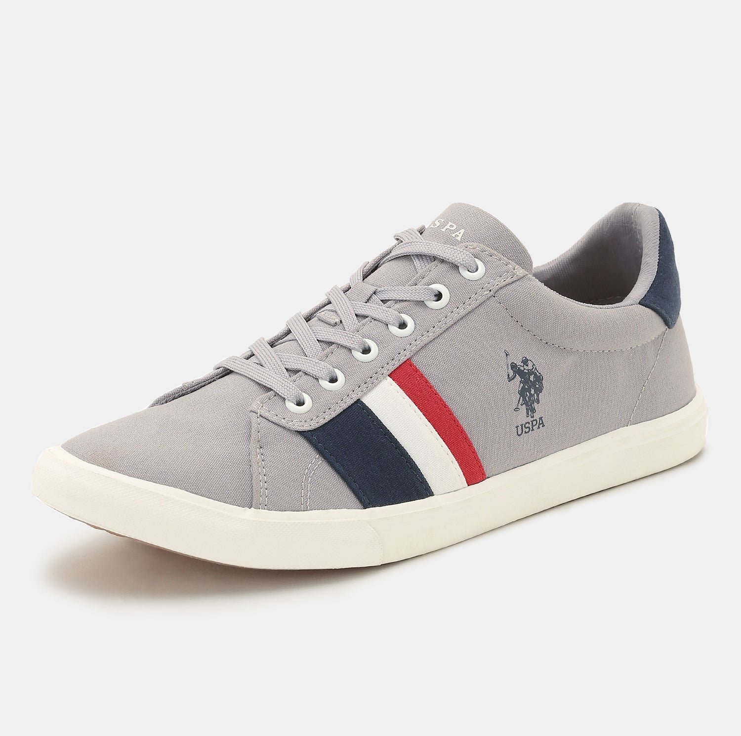 Men Striped Round Toe Abor 5.0 Sneakers Grey - U.S. Polo Assn. India | Large