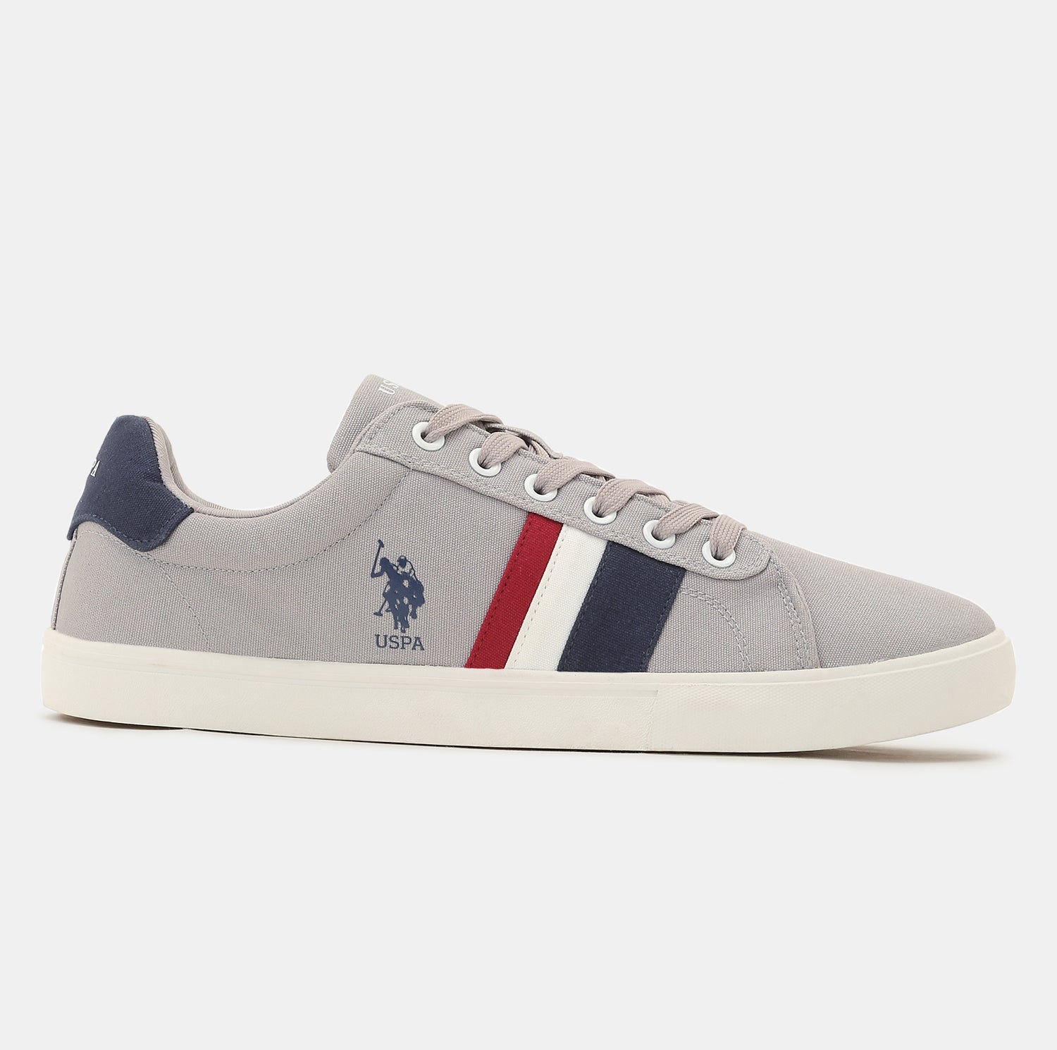 Men Striped Round Toe Abor 5.0 Sneakers Grey - U.S. Polo Assn. India | Large