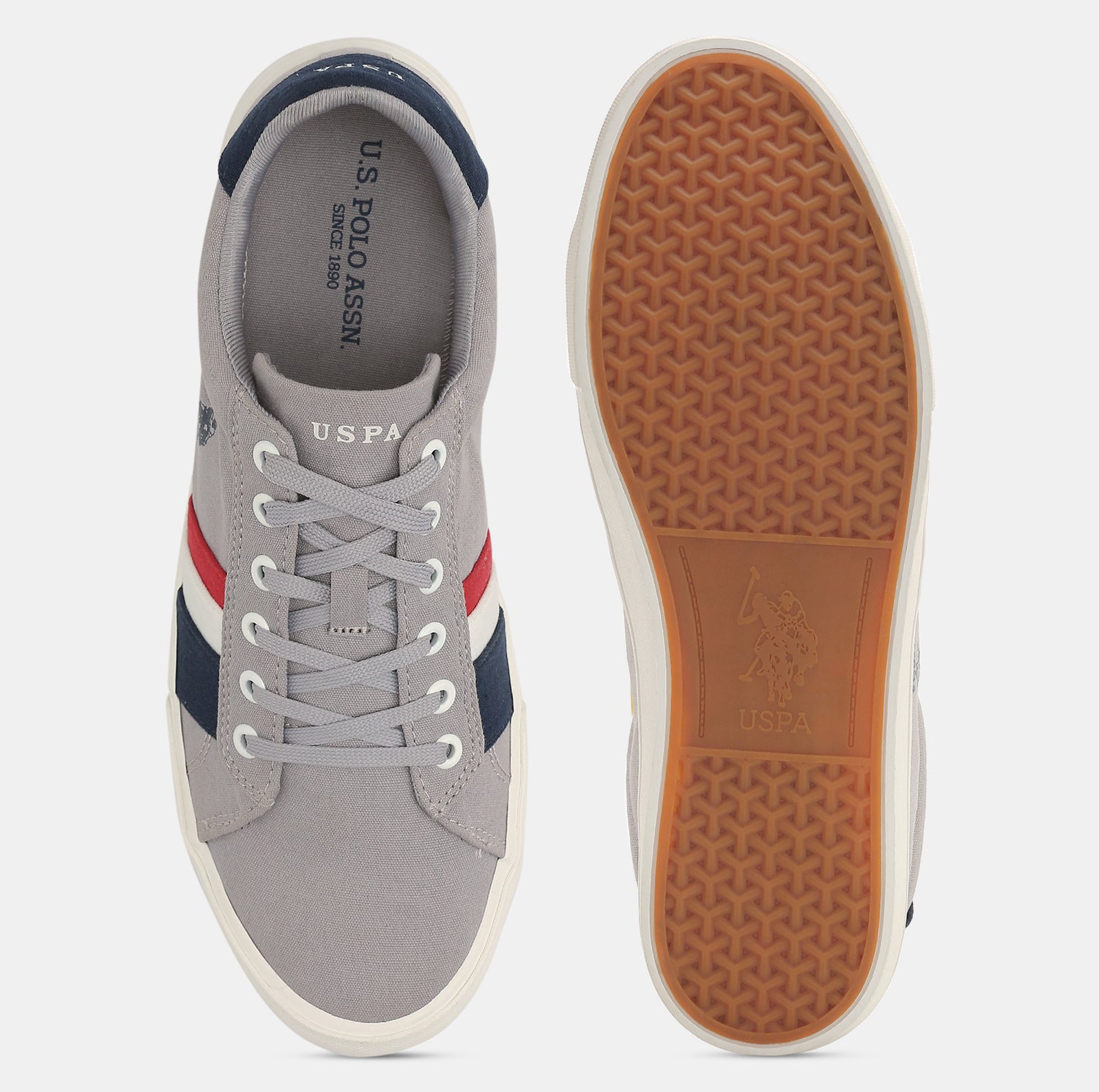 Men Striped Round Toe Abor 5.0 Sneakers Grey - U.S. Polo Assn. India | Large
