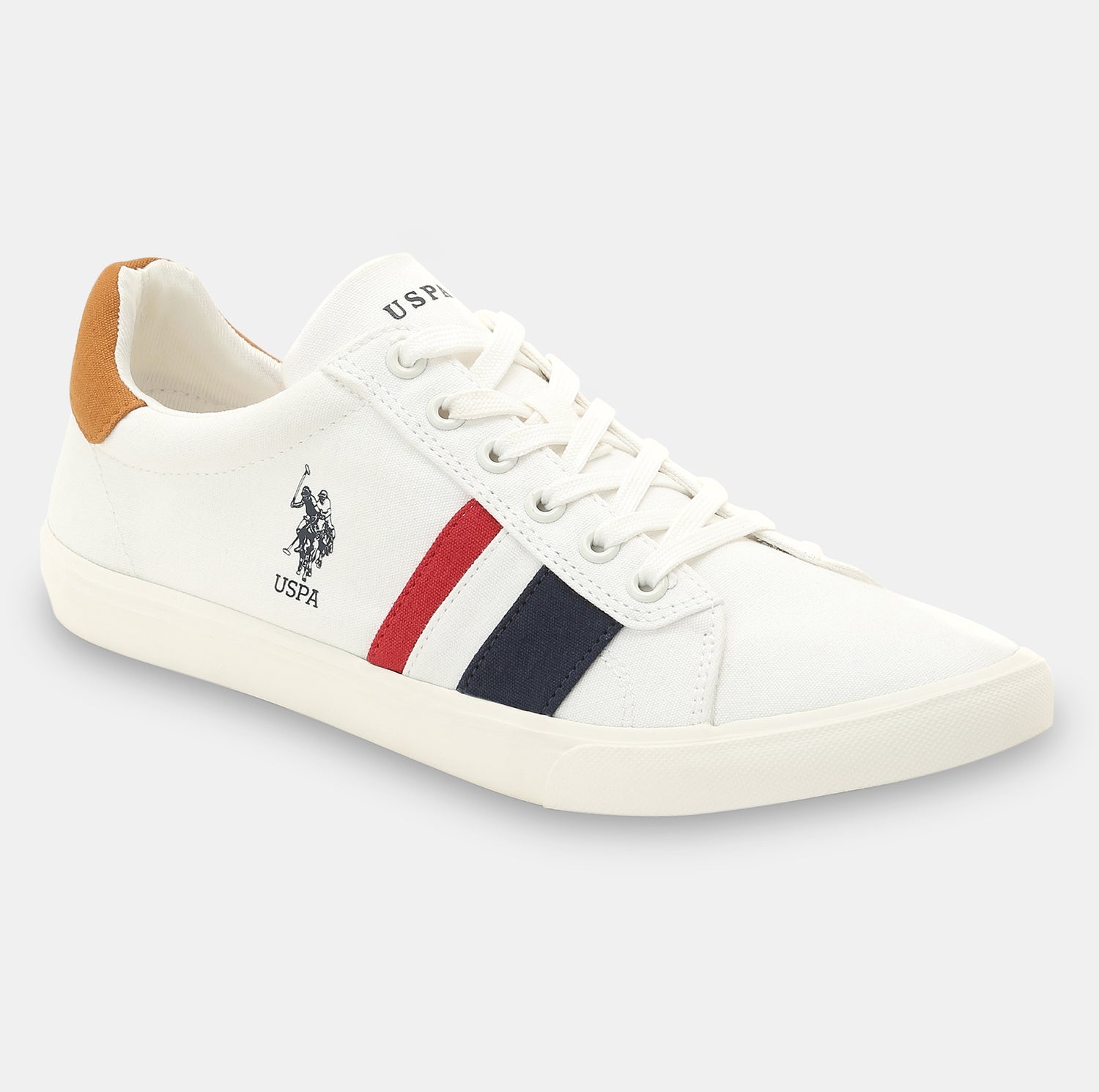 Men Striped Round Toe Abor 5.0 Sneakers Off White - U.S. Polo Assn. India | Large