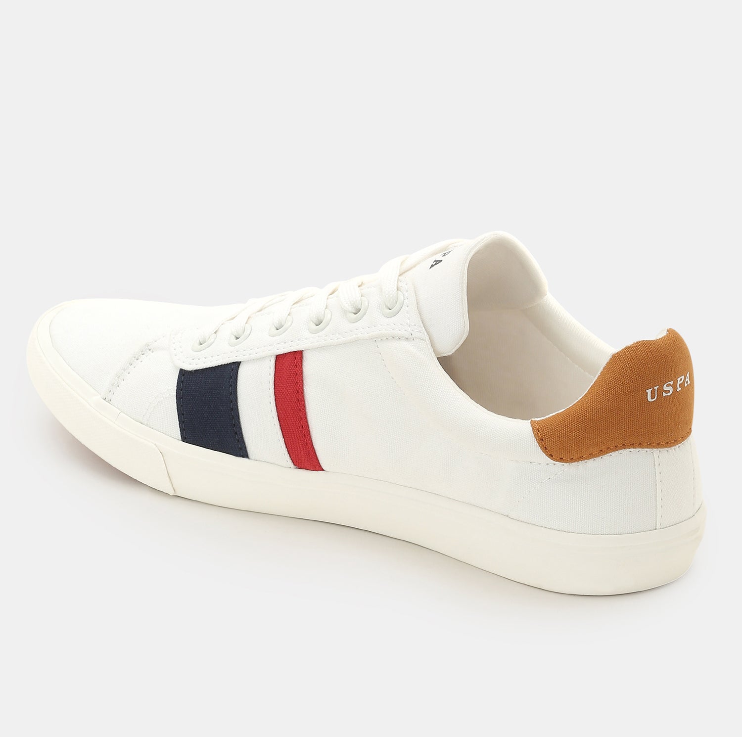 Men Striped Round Toe Abor 5.0 Sneakers Off White - U.S. Polo Assn. India | Large