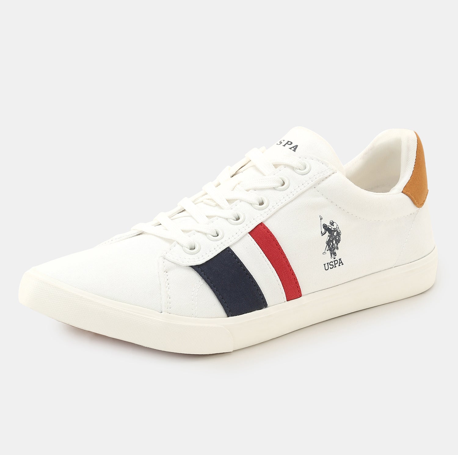 Men Striped Round Toe Abor 5.0 Sneakers Off White - U.S. Polo Assn. India | Large