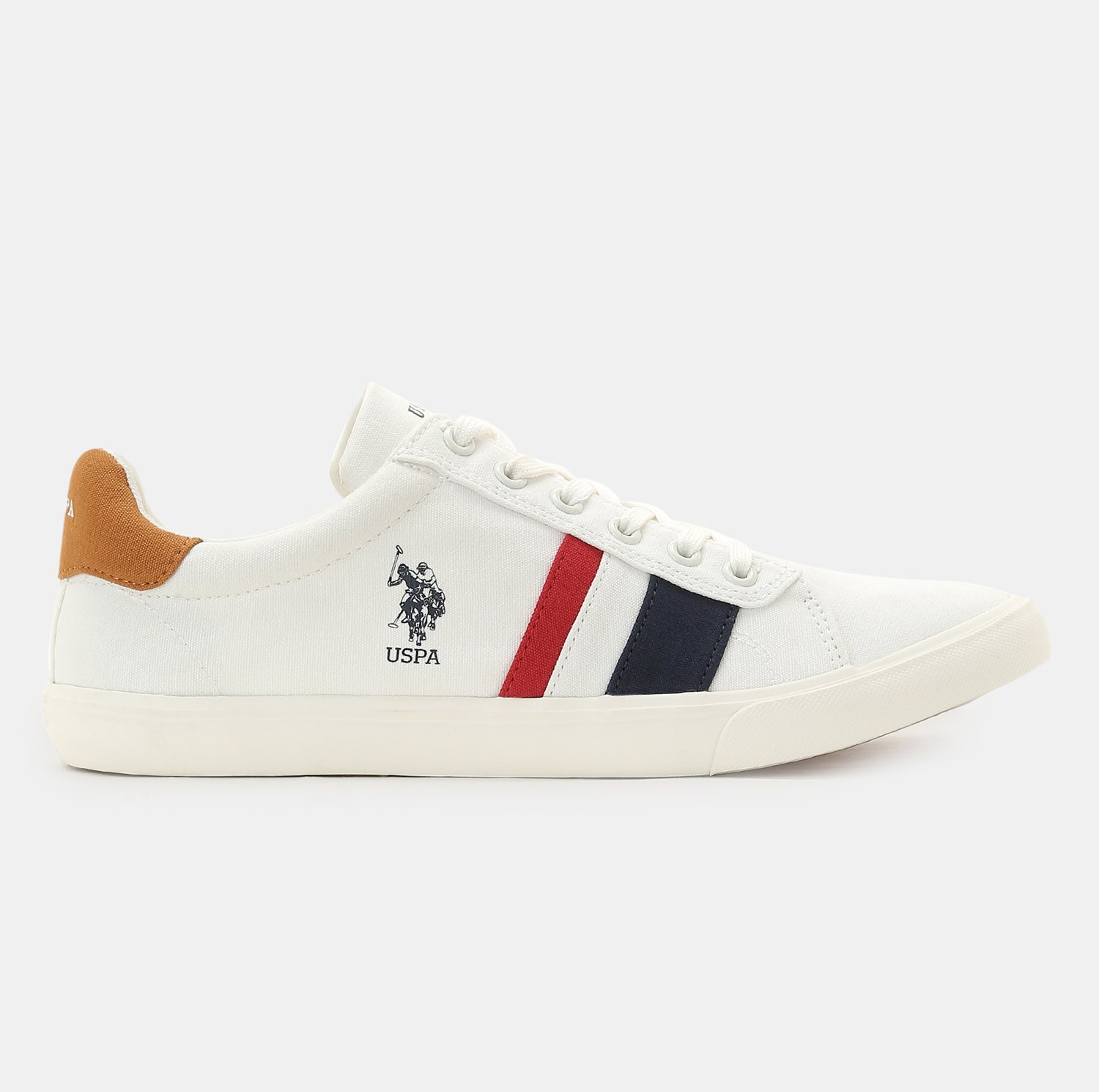 Men Striped Round Toe Abor 5.0 Sneakers Off White - U.S. Polo Assn. India | Large