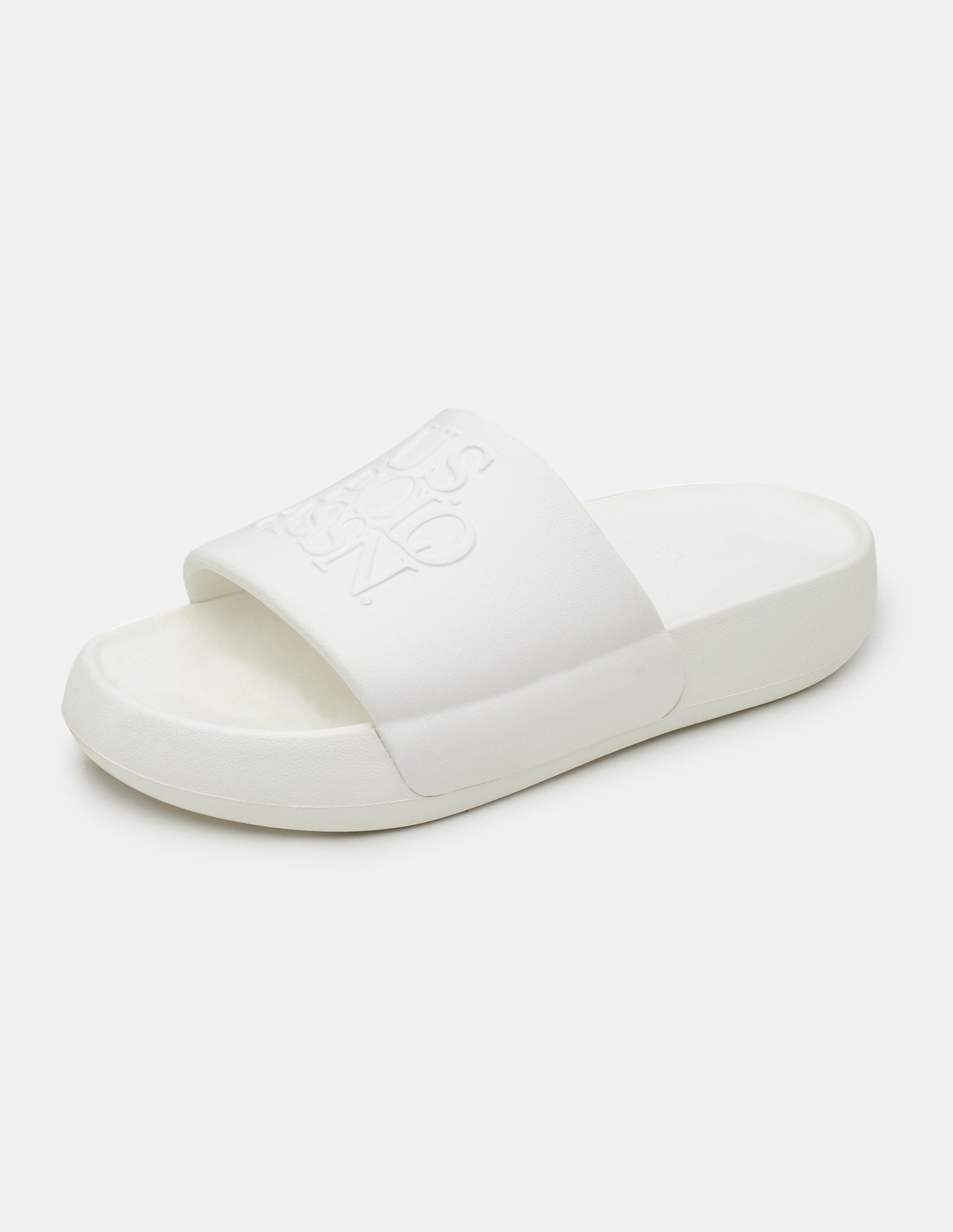 Brand Embossed Luna Sliders White - U.S. Polo Assn. India | Large