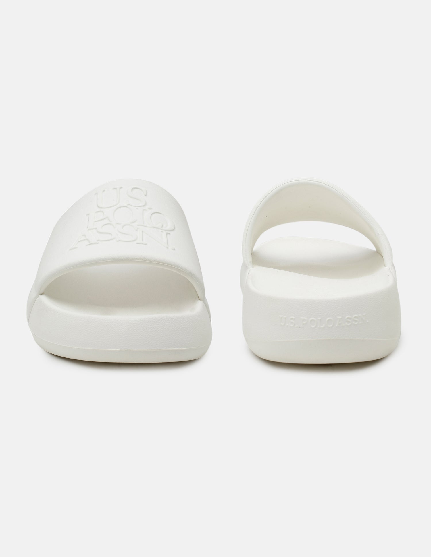 Brand Embossed Luna Sliders White - U.S. Polo Assn. India | Large