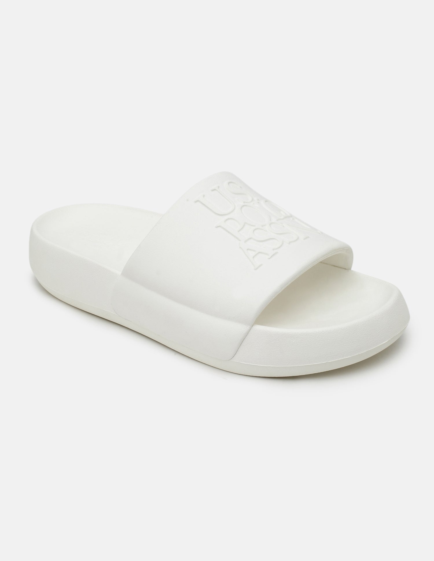 Brand Embossed Luna Sliders Cream - U.S. Polo Assn. India | Large