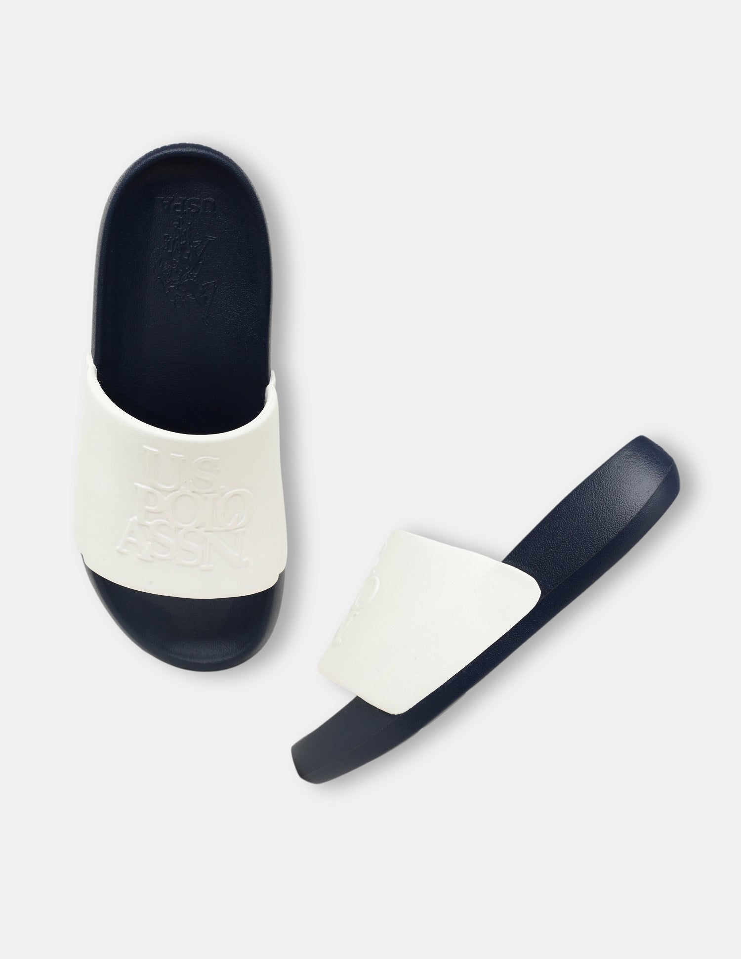 Men Brand Embossed Luna Sliders Navy - U.S. Polo Assn. India | Large